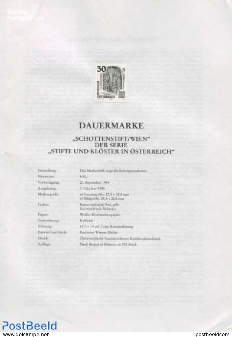 Austria 1994 MADONNA 1V     BLACKPRINT, Mint NH, Religion - Cloisters & Abbeys - Religion - Ungebraucht