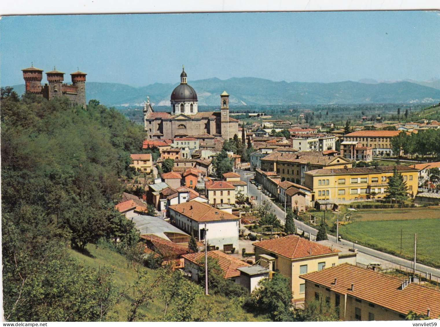MONTICHIARI-BRESCIA-PANORAMA E CASTELLO BONORA-CARTOLINA VERA FOTOGRAFIA VIAGGIATA IL 4-10-1972 - Brescia