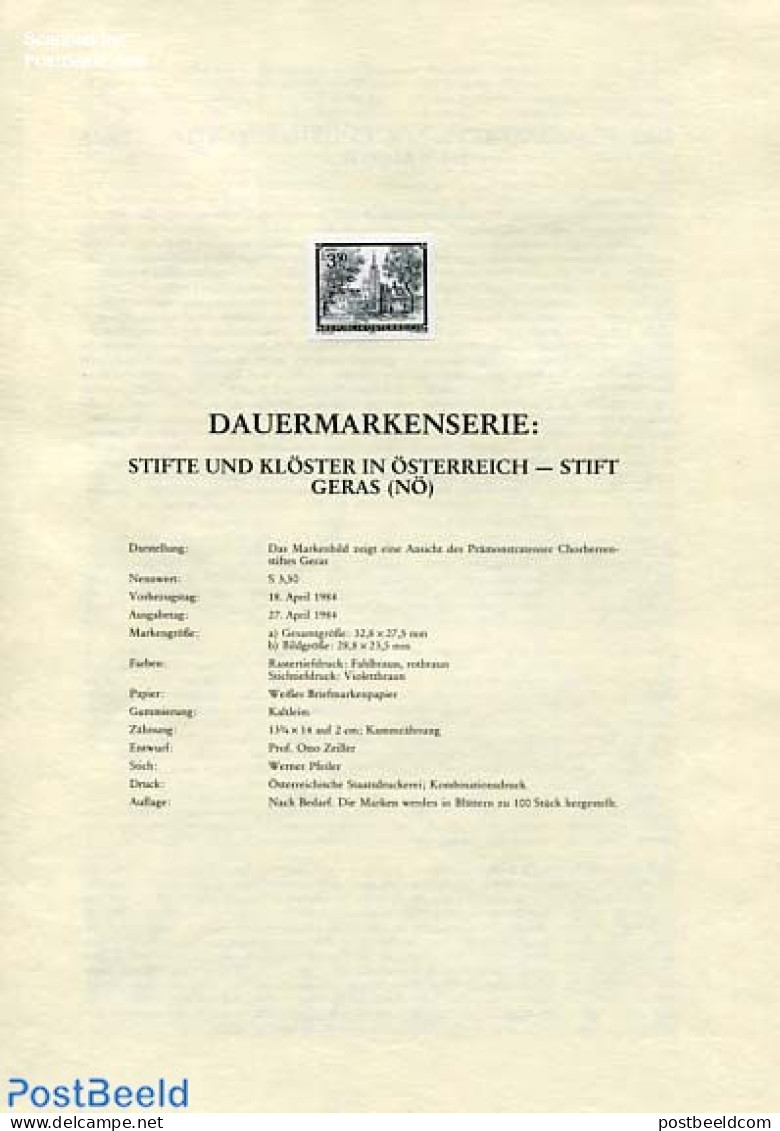 Austria 1984 DEF. ABBEYS 1V BLACKPRINT, Mint NH, Religion - Cloisters & Abbeys - Neufs