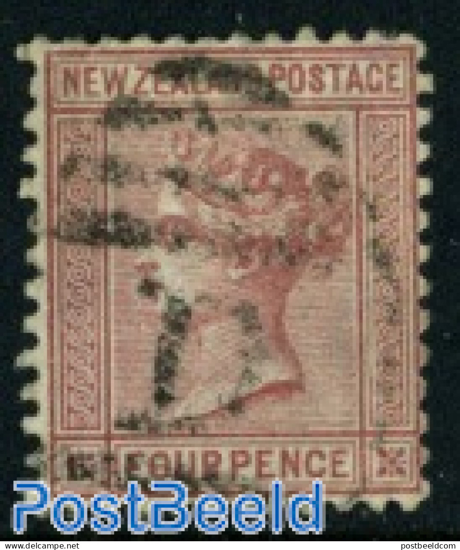 New Zealand 1874 4P Lilac-red, Used, Used - Gebruikt