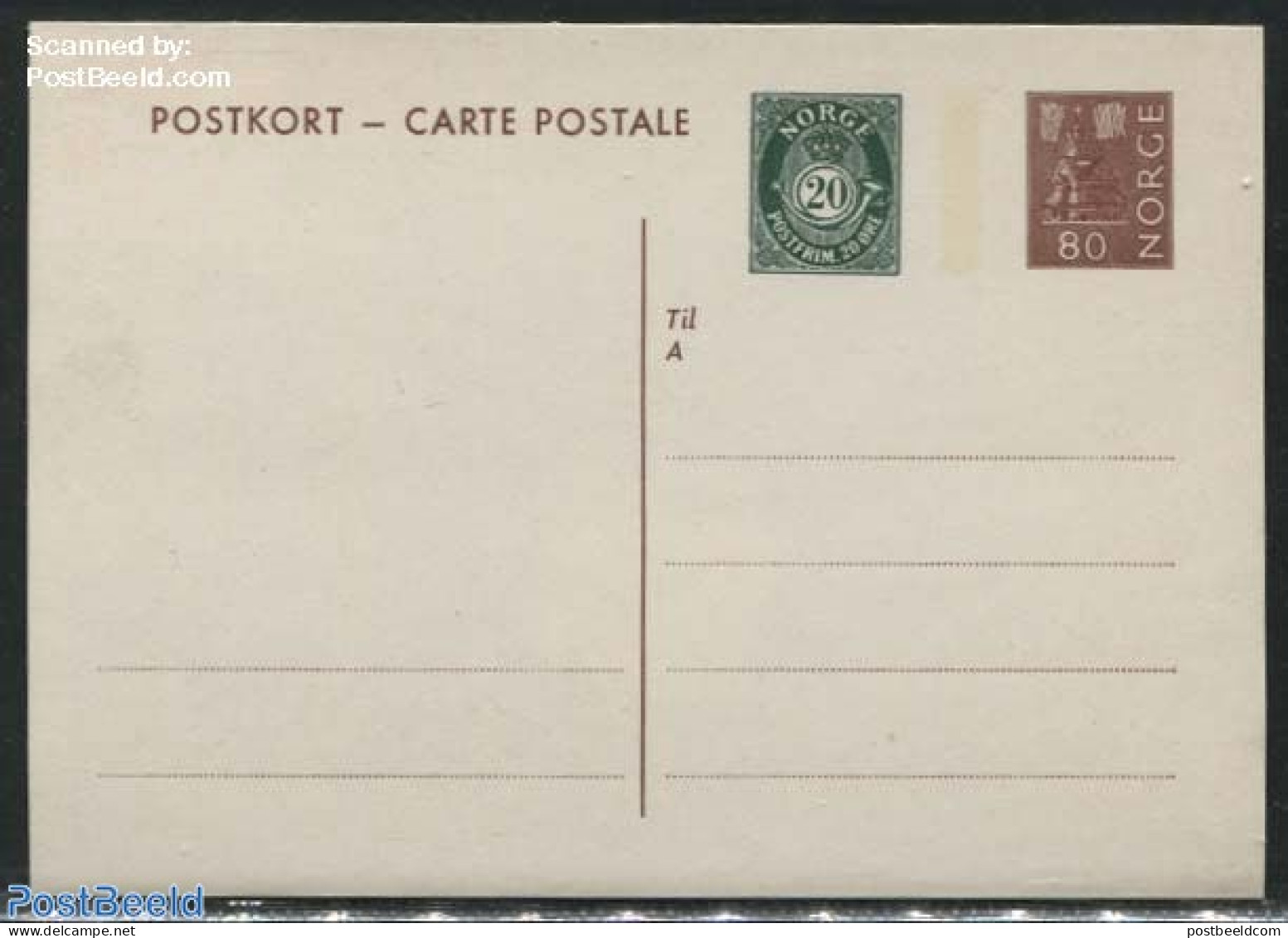 Norway 1973 Postcard 20o & 80o, Unused Postal Stationary - Covers & Documents