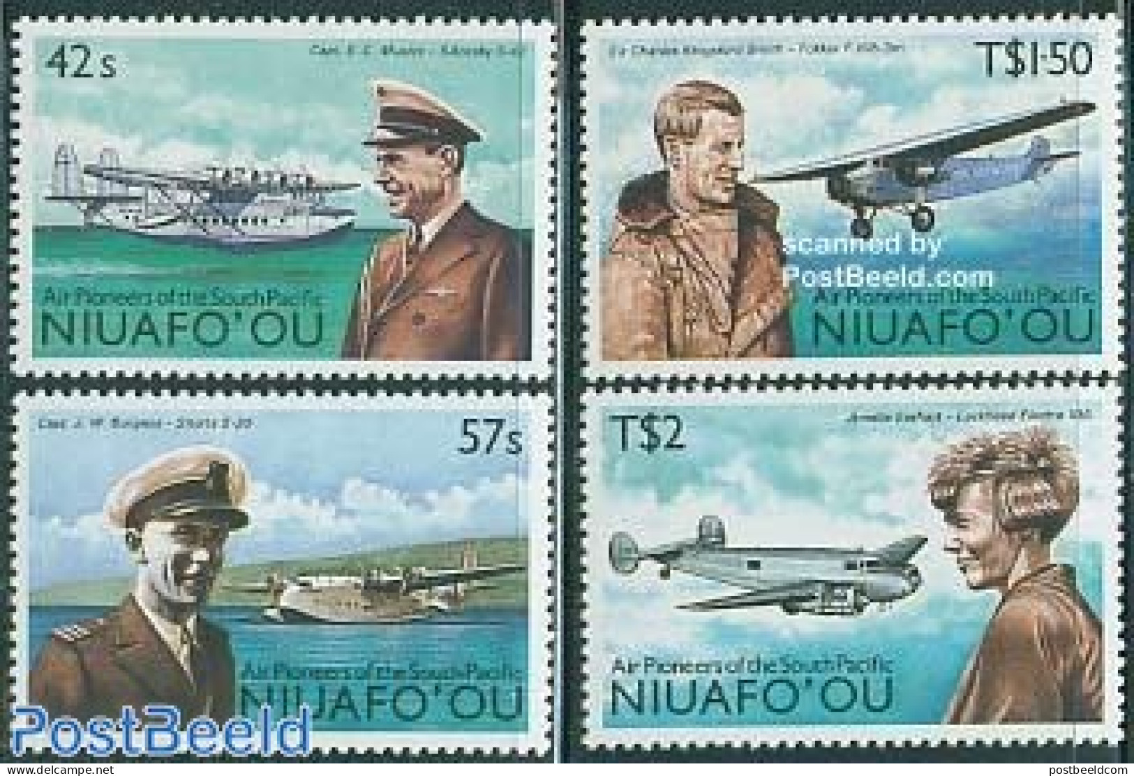 Niuafo'ou 1987 Air Pioneers 4v, Mint NH, Transport - Aircraft & Aviation - Avions