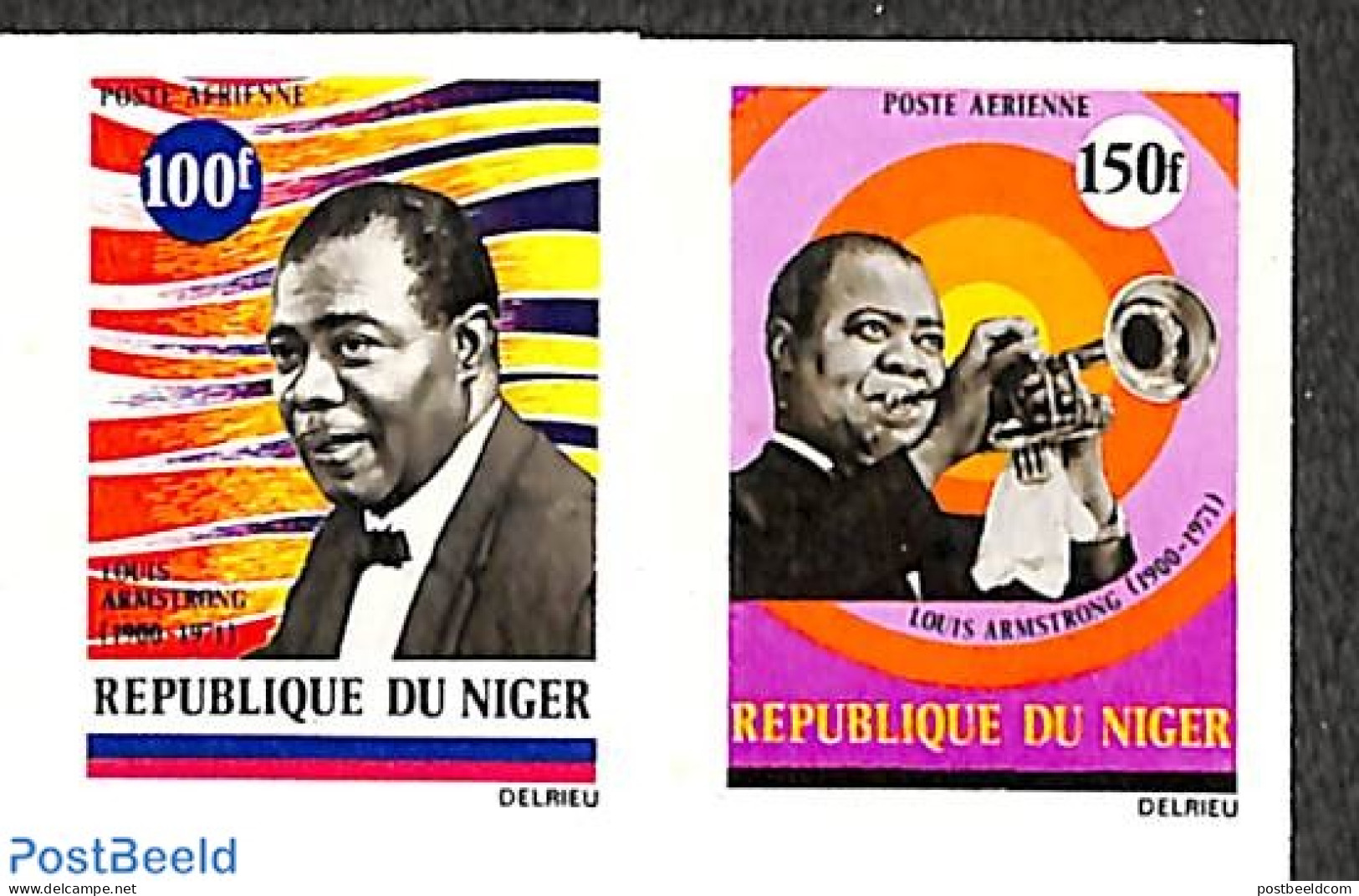 Niger 1971 Louis Armstrong 2v, Imperforated, Mint NH, Performance Art - Jazz Music - Music - Music