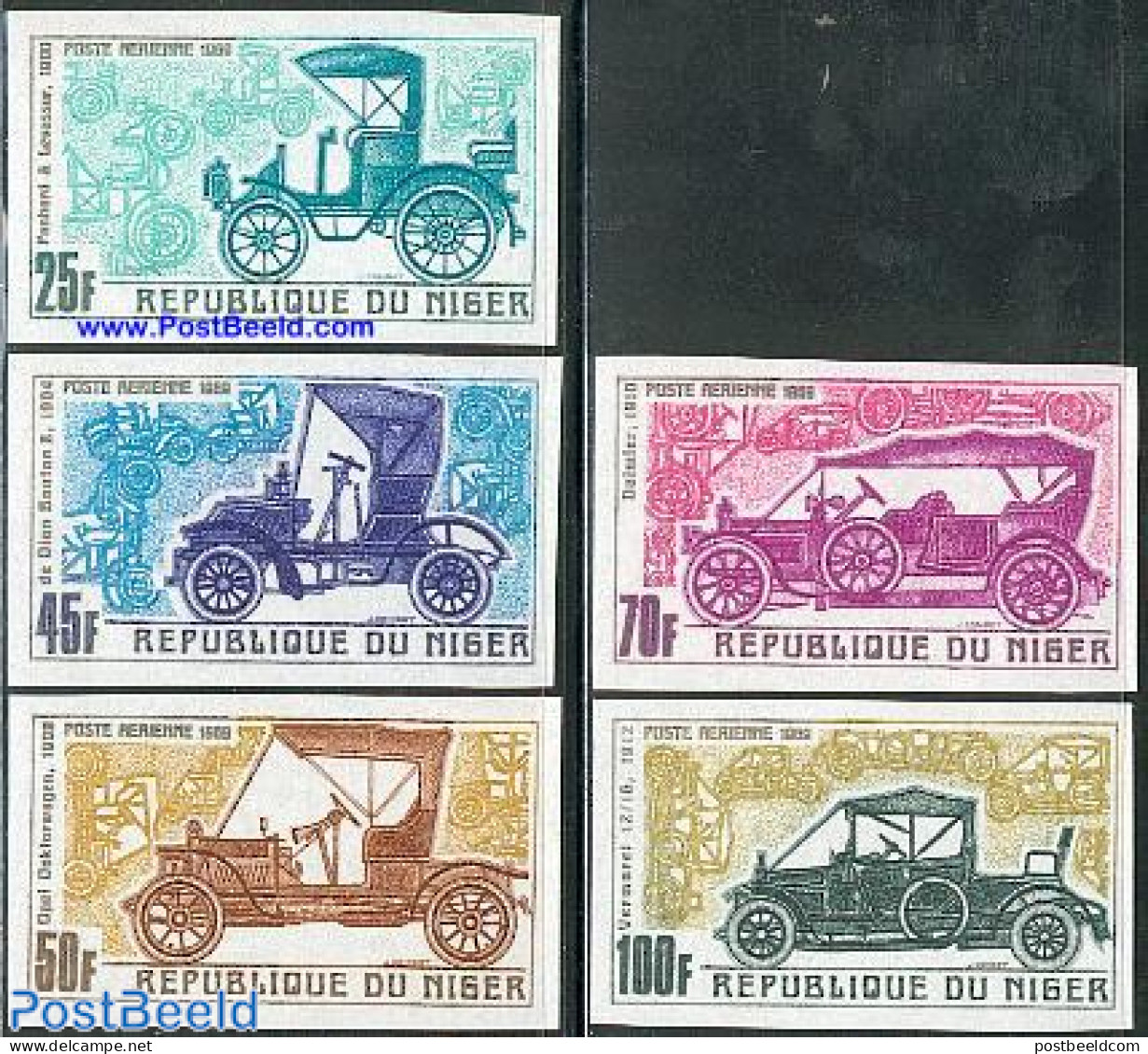 Niger 1969 AUTOMOBILES 5V IMPERF., Mint NH, Transport - Automobiles - Cars