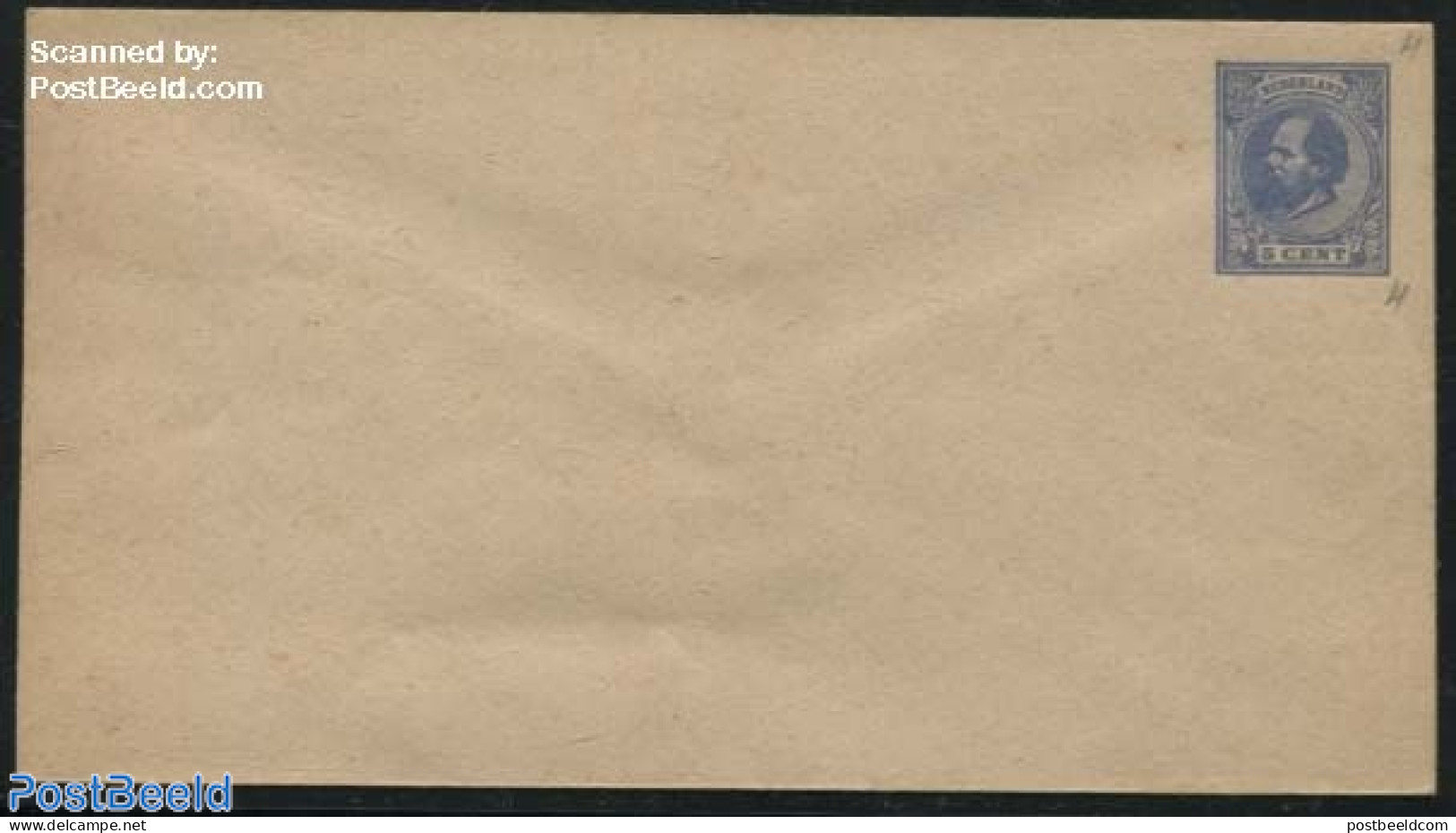 Netherlands 1885 Envelope, 5c Ultramarin, Flap Trapezium, Unused Postal Stationary - Covers & Documents