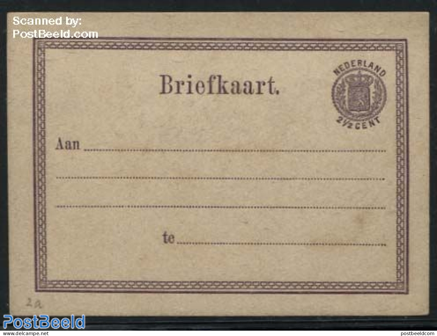 Netherlands 1872 Postcard 2.5c Dark Violet, Unused Postal Stationary - Lettres & Documents