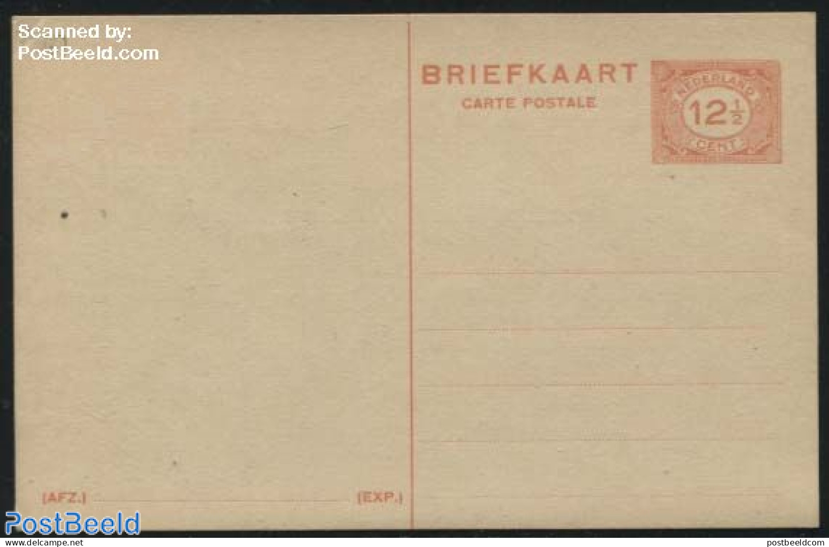 Netherlands 1938 Postcard 12.5c Red (Normal R), Unused Postal Stationary - Covers & Documents