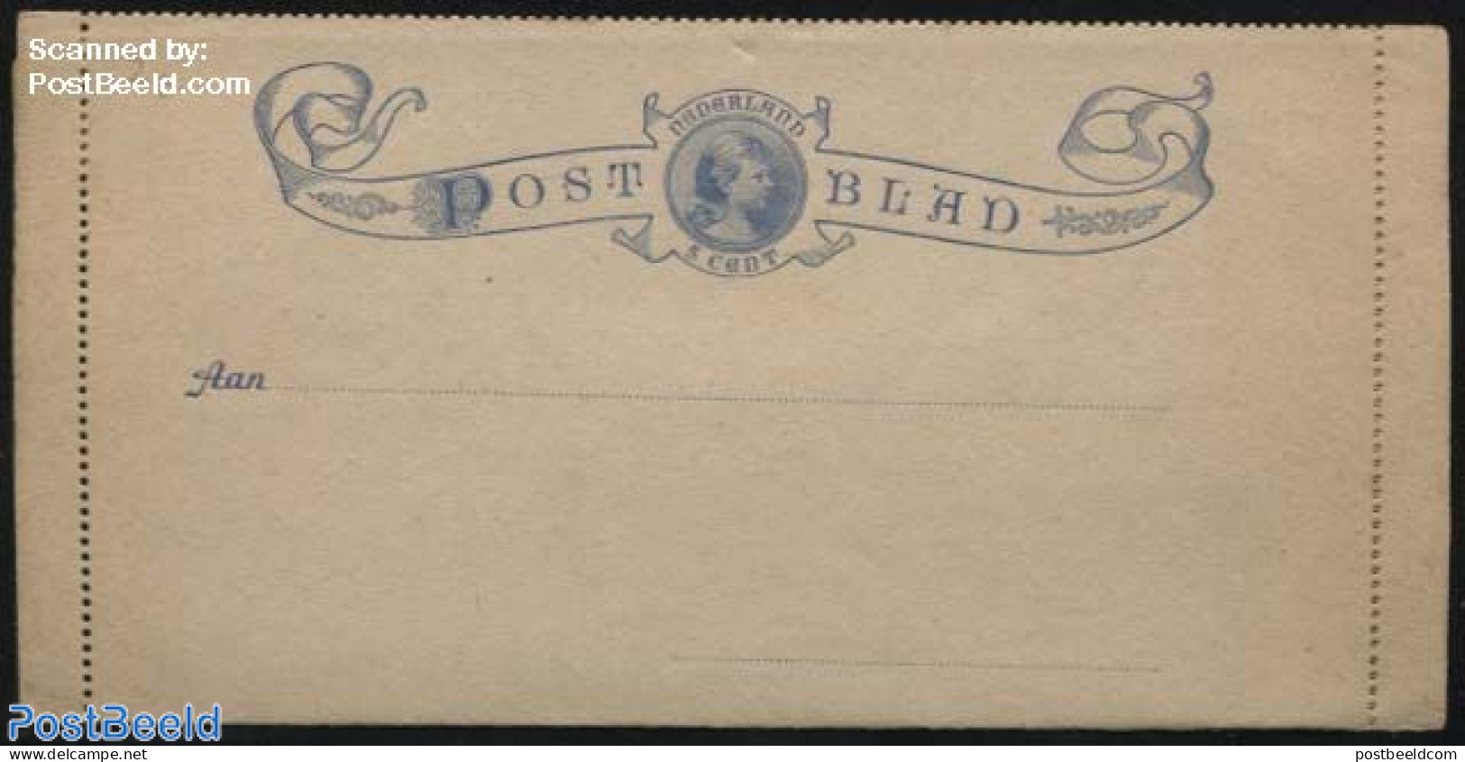 Netherlands 1894 Card Letter (Postblad) 5c Ultramarin, Wilhelmina, Unused Postal Stationary - Lettres & Documents