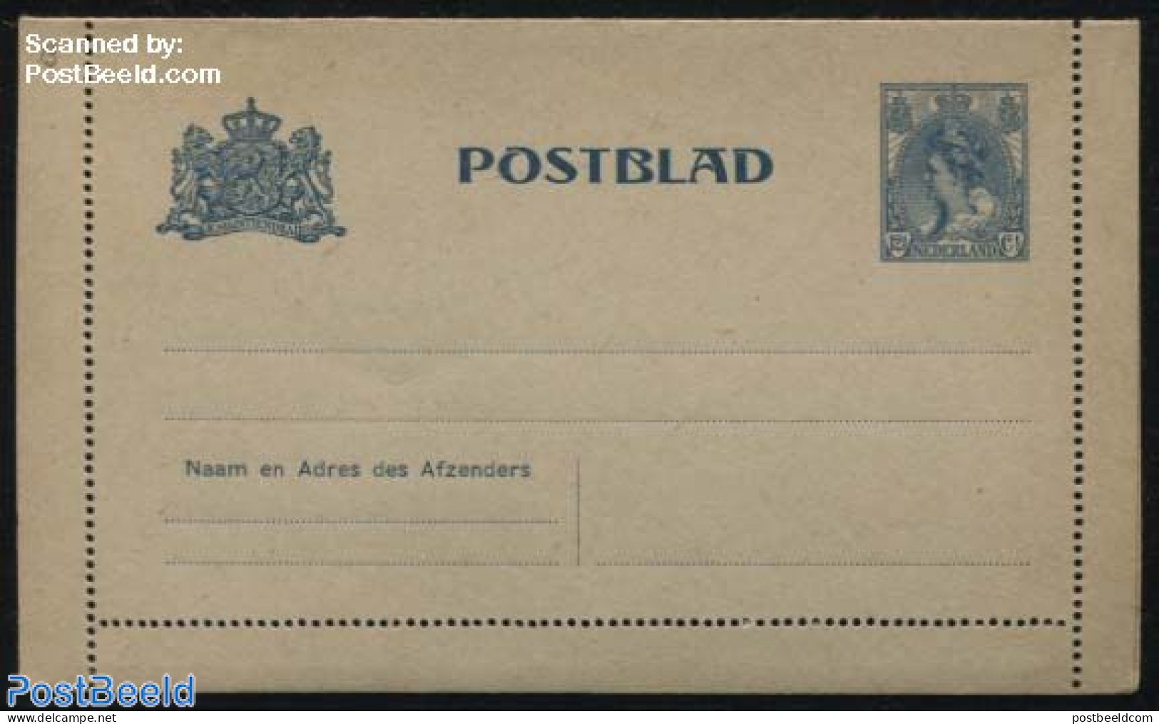 Netherlands 1909 Card Letter (Postblad) 12.5c, Unused Postal Stationary - Covers & Documents