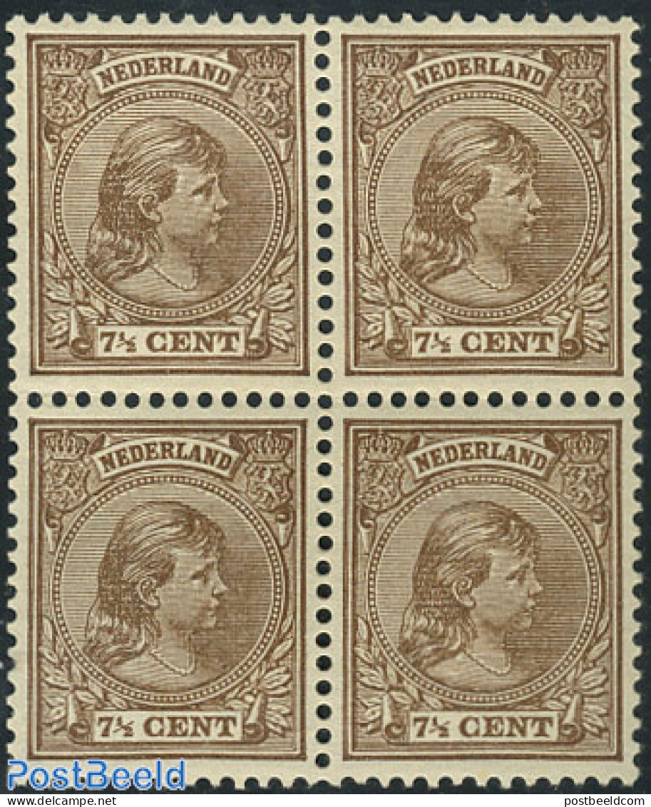 Netherlands 1895 7.5c Brown,plate, Block Of 4 [+], Mint NH, Mint NH - Ongebruikt