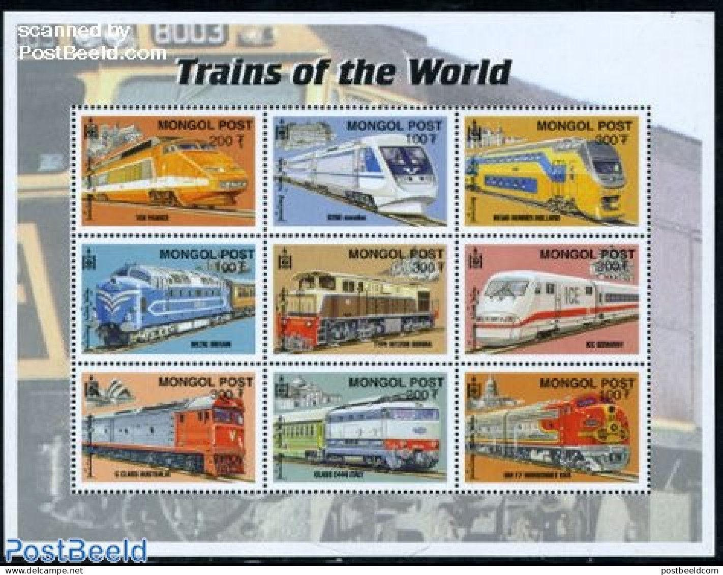 Mongolia 2000 Railways 9v M/s, Mint NH, History - Transport - Netherlands & Dutch - Railways - Geography