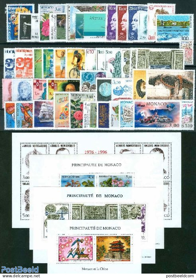 Monaco 1996 Yearset 1996, Complete, 45v + 4s/s, Mint NH, Various - Yearsets (by Country) - Nuovi