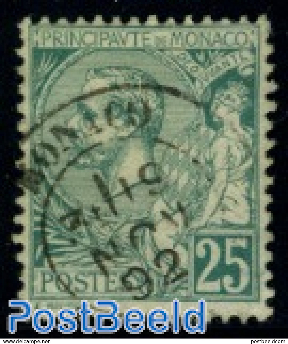 Monaco 1891 25c Green, Used, Used - Oblitérés
