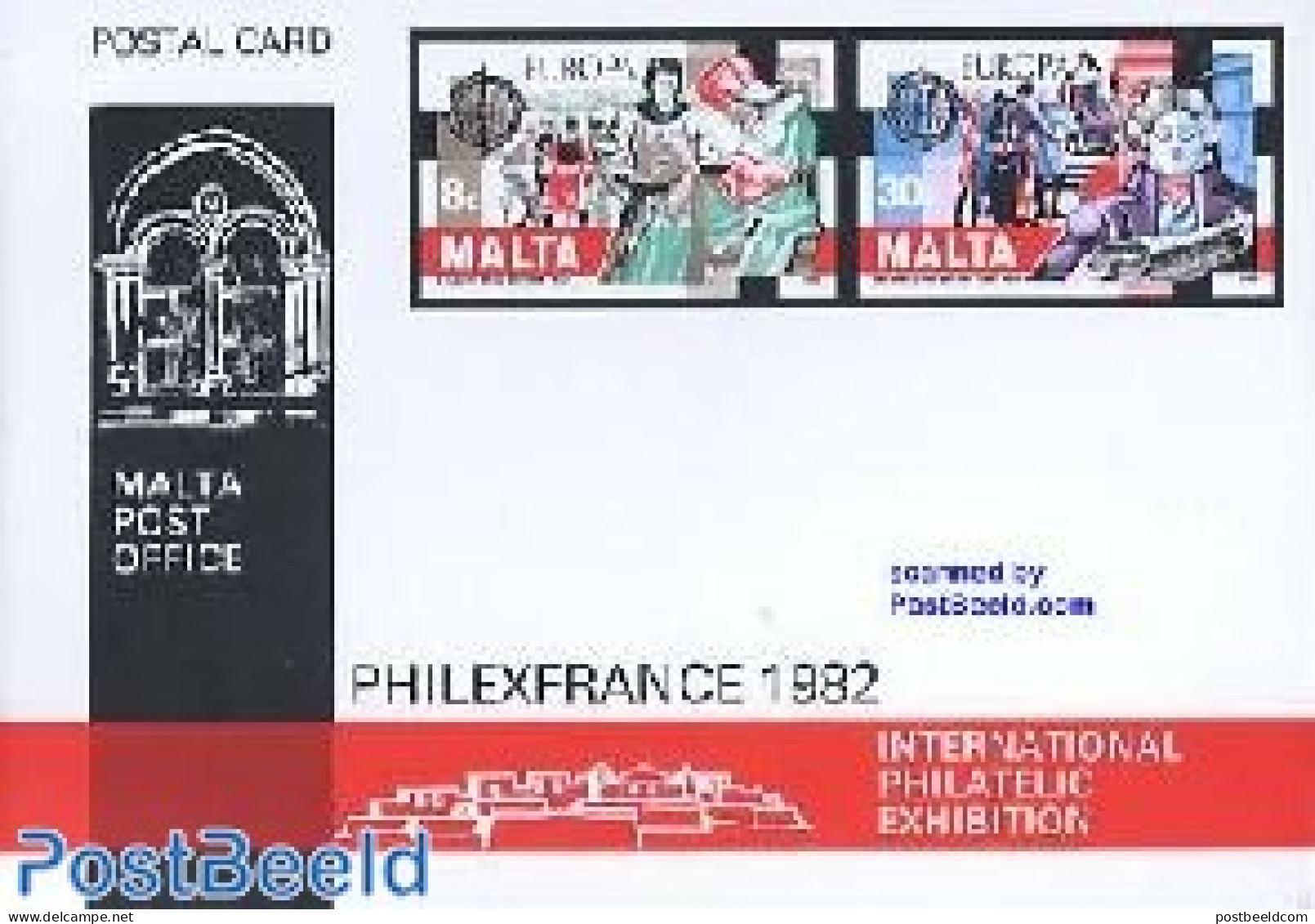 Malta 1982 Postcard Europa, Philexfrance, Unused Postal Stationary, History - Europa (cept) - History - Malta