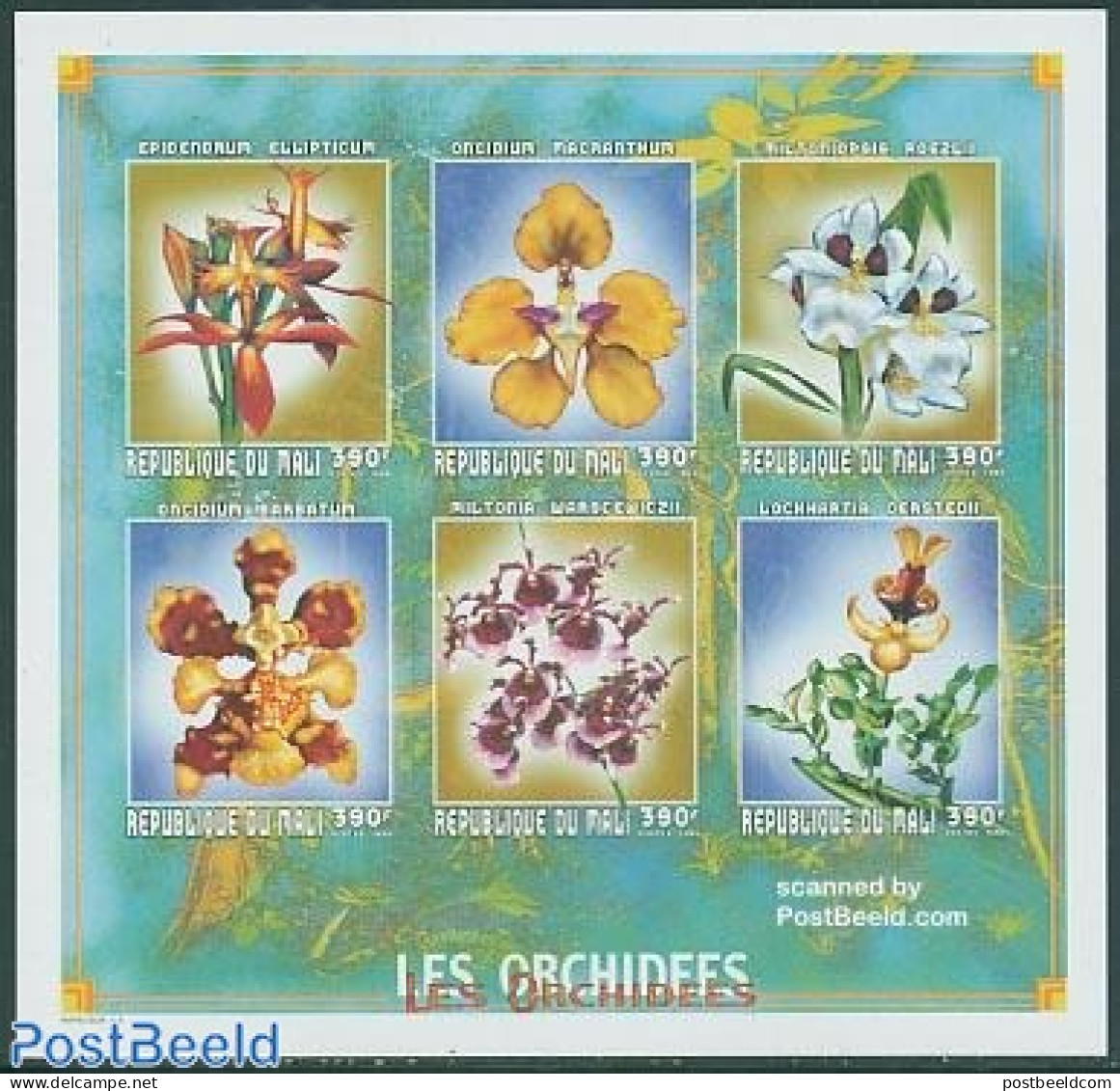 Mali 1999 Orchids 6v M/s Imperforated, Mint NH, Nature - Flowers & Plants - Orchids - Mali (1959-...)