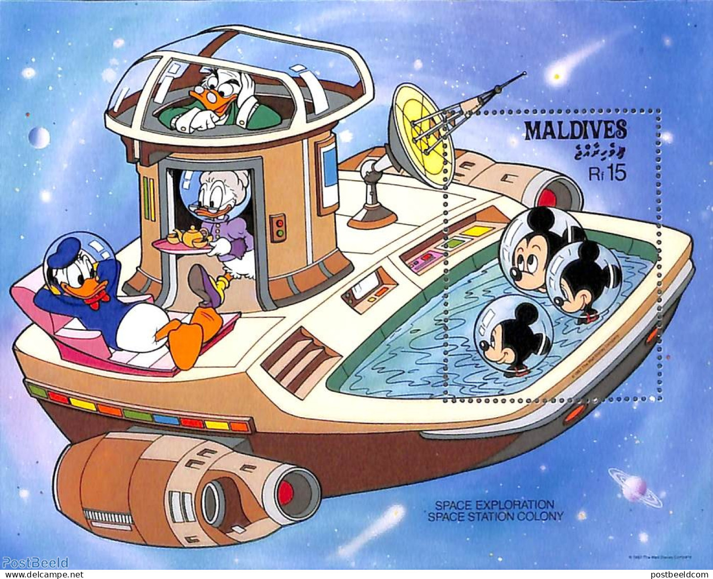 Maldives 1988 Disney In Space S/s, Mint NH, Art - Disney - Disney