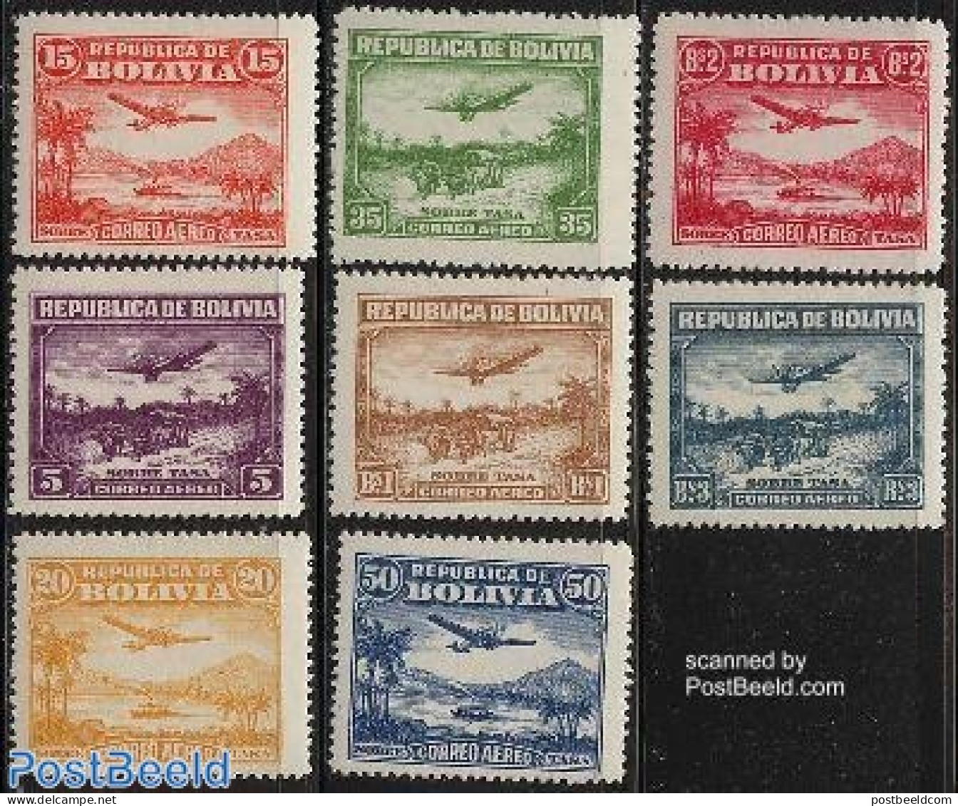 Bolivia 1930 Airmail Definitives 8v, Mint NH, Transport - Aircraft & Aviation - Avions