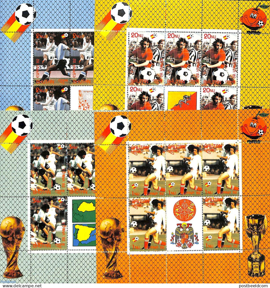 Bhutan 1982 WC Football 4 M/s, Mint NH, Sport - Football - Bhutan