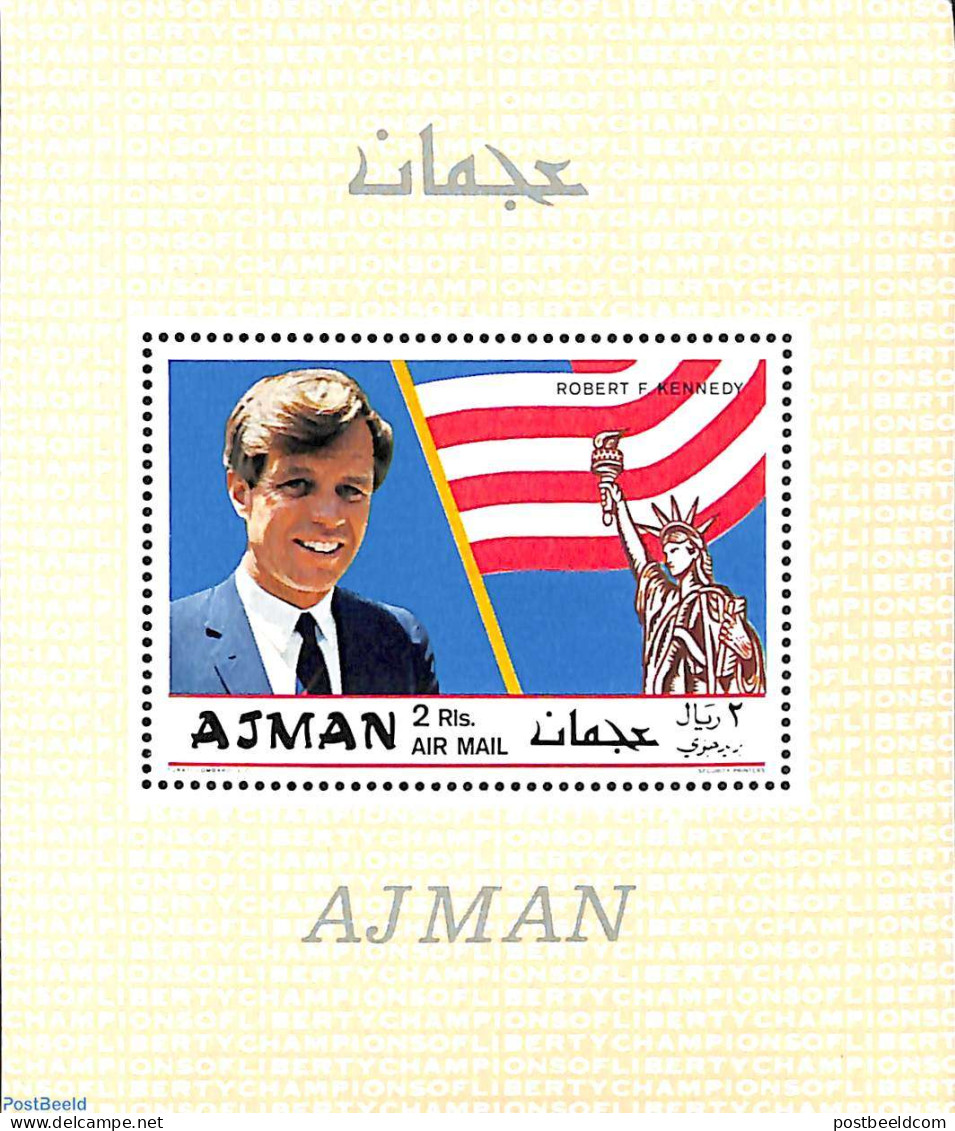 Ajman 1969 Robert Kennedy S/s, Overprint, Mint NH, History - American Presidents - Adschman