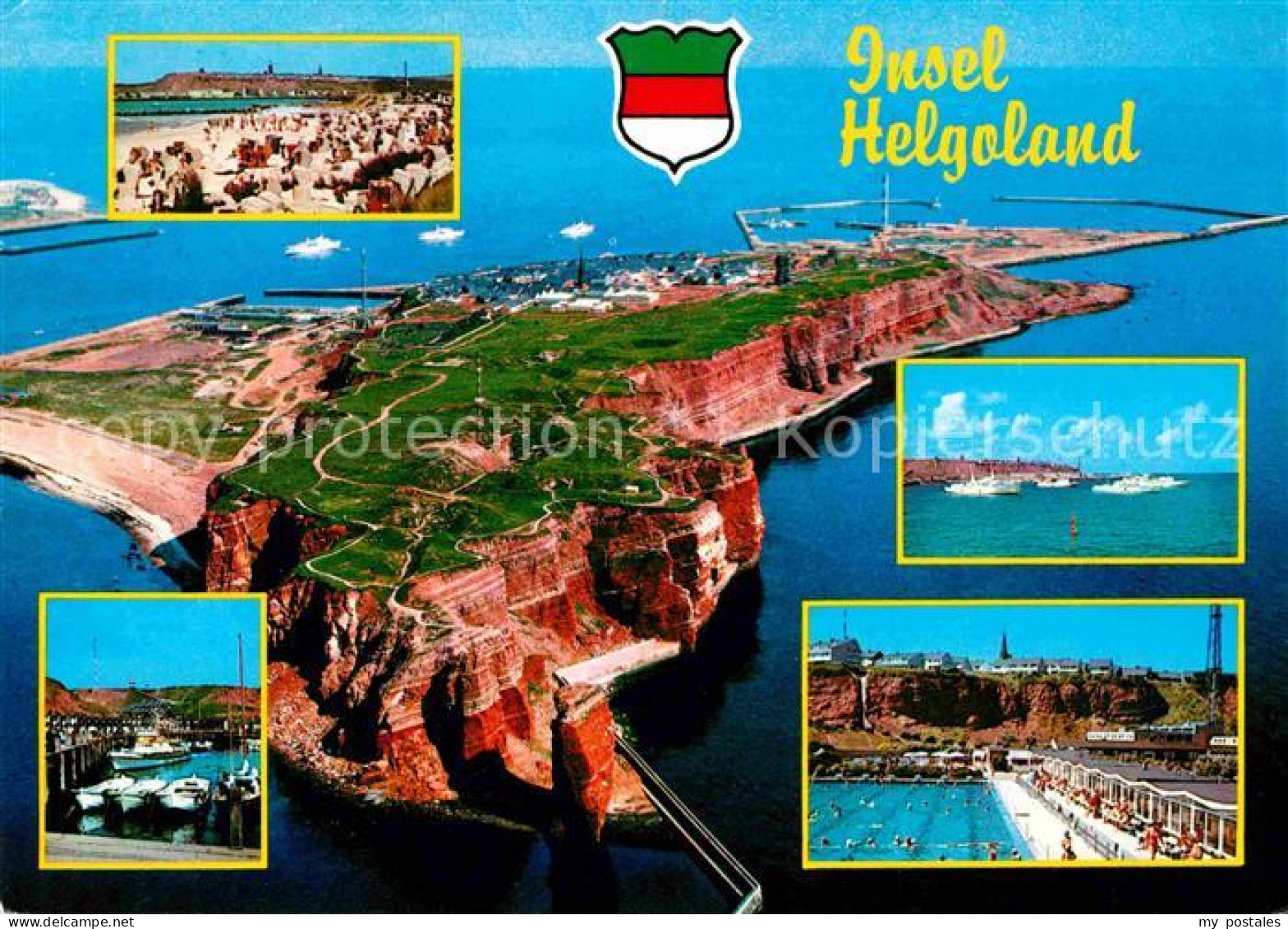 72639686 Insel Helgoland Nordseebad Fliegeraufnahme Kueste Strand Schwimmbad Hel - Helgoland