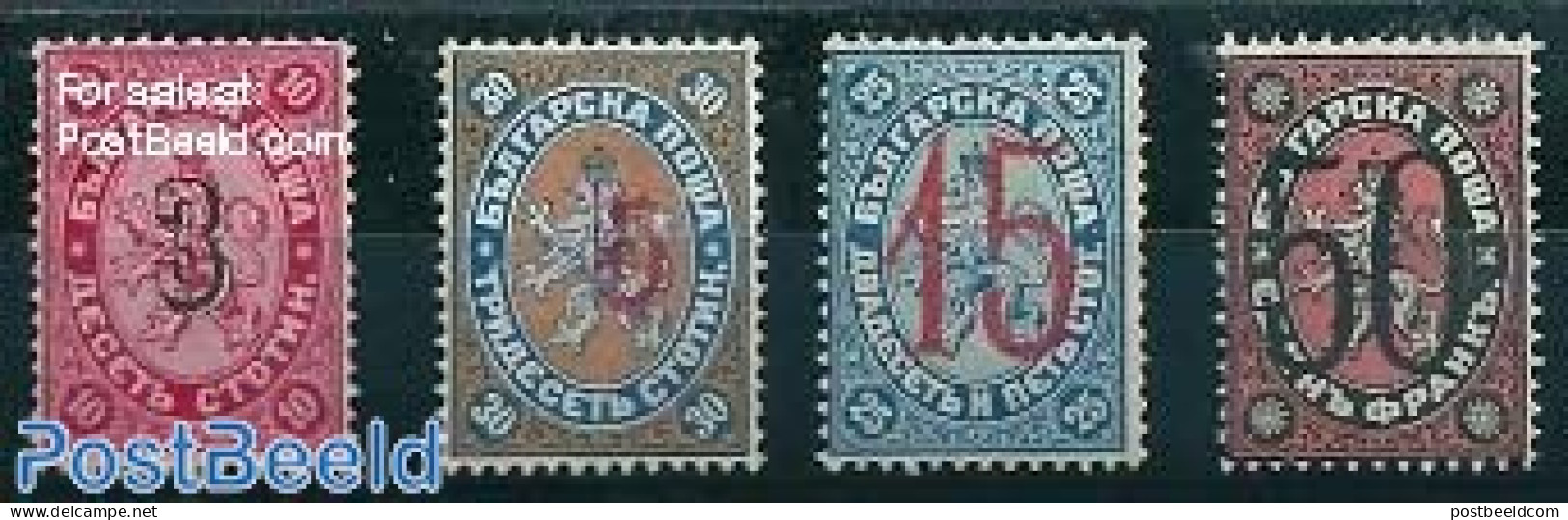 Bulgaria 1884 Overprints 4v, Unused (hinged), History - Coat Of Arms - Nuevos