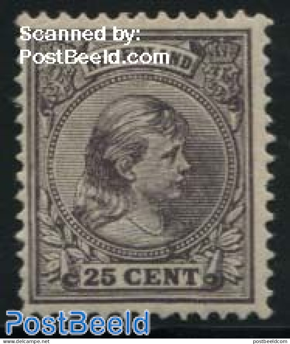 Netherlands 1891 25c, Plate, Dark Violet, Stamp Out Of Set, Unused (hinged) - Ongebruikt