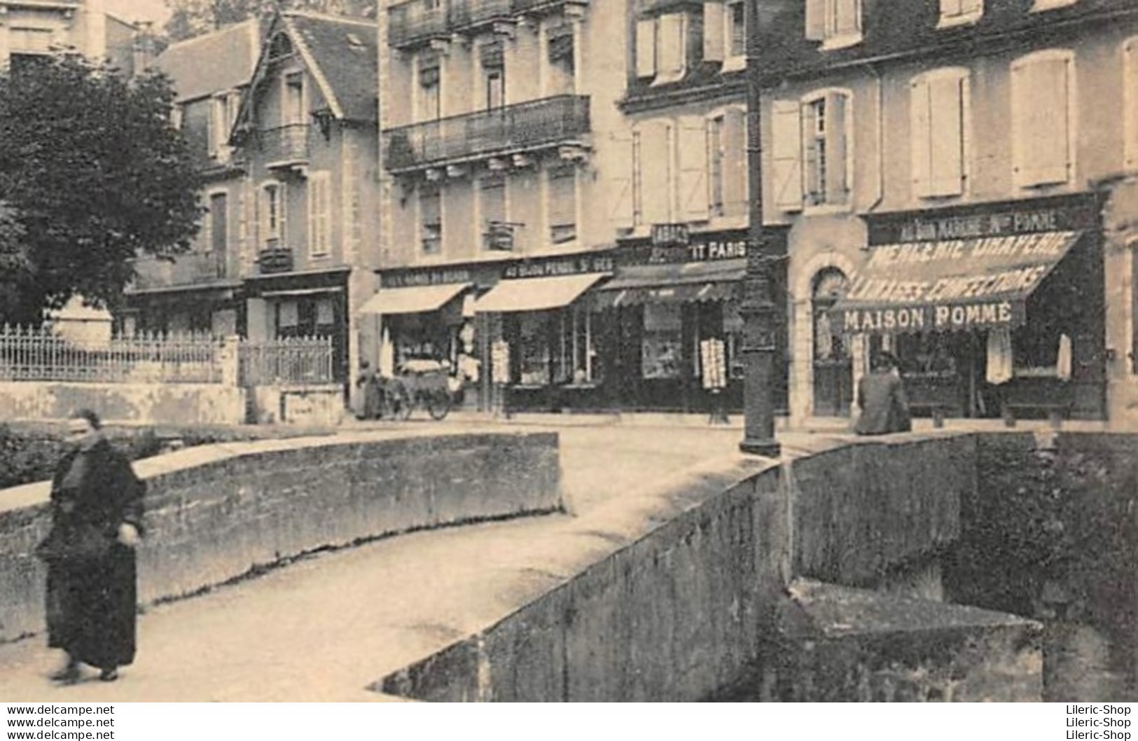 SALIES-du-BÉARN (64) CPA 1911 - Le Pont Loumé - Magasin "Au Bon Marché" Maison POMMÉ - PHOTOTYPIE LABOUCHE FRÈRES - Salies De Bearn