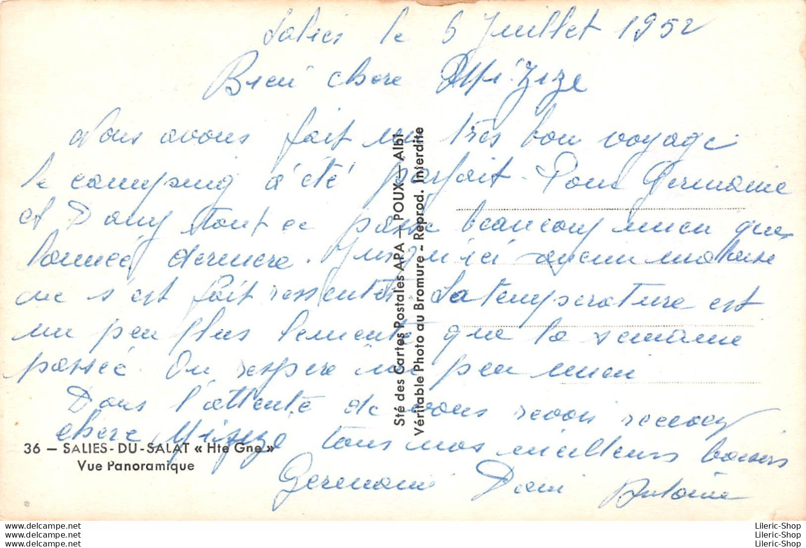 SALIES-du-SALAT (31) CPSM 1952 - Vue Panoramique - Éd. APA-POUX - Salies-du-Salat