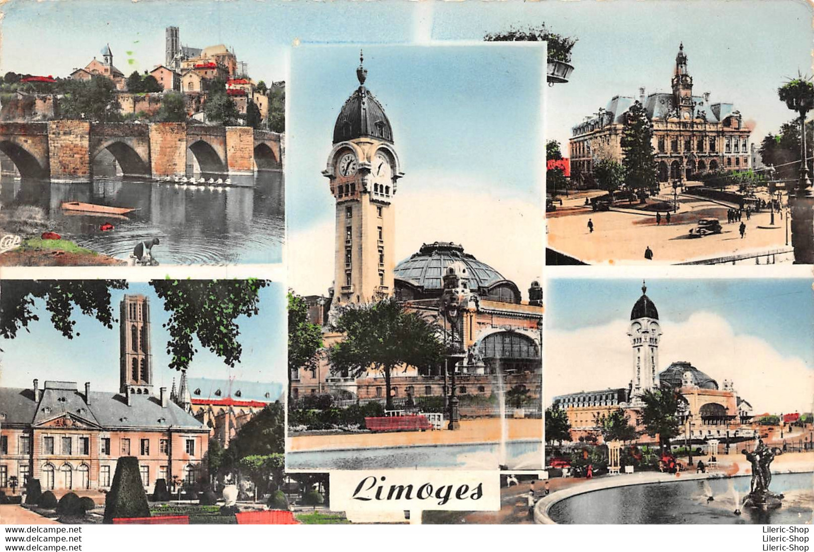 LIMOGES (87) CPSM ±1950 - Pont St-Étienne - L'hôtel De Ville La Gare - Jardin De L'Évéché - Le Bassin - Éd. CAP - Limoges