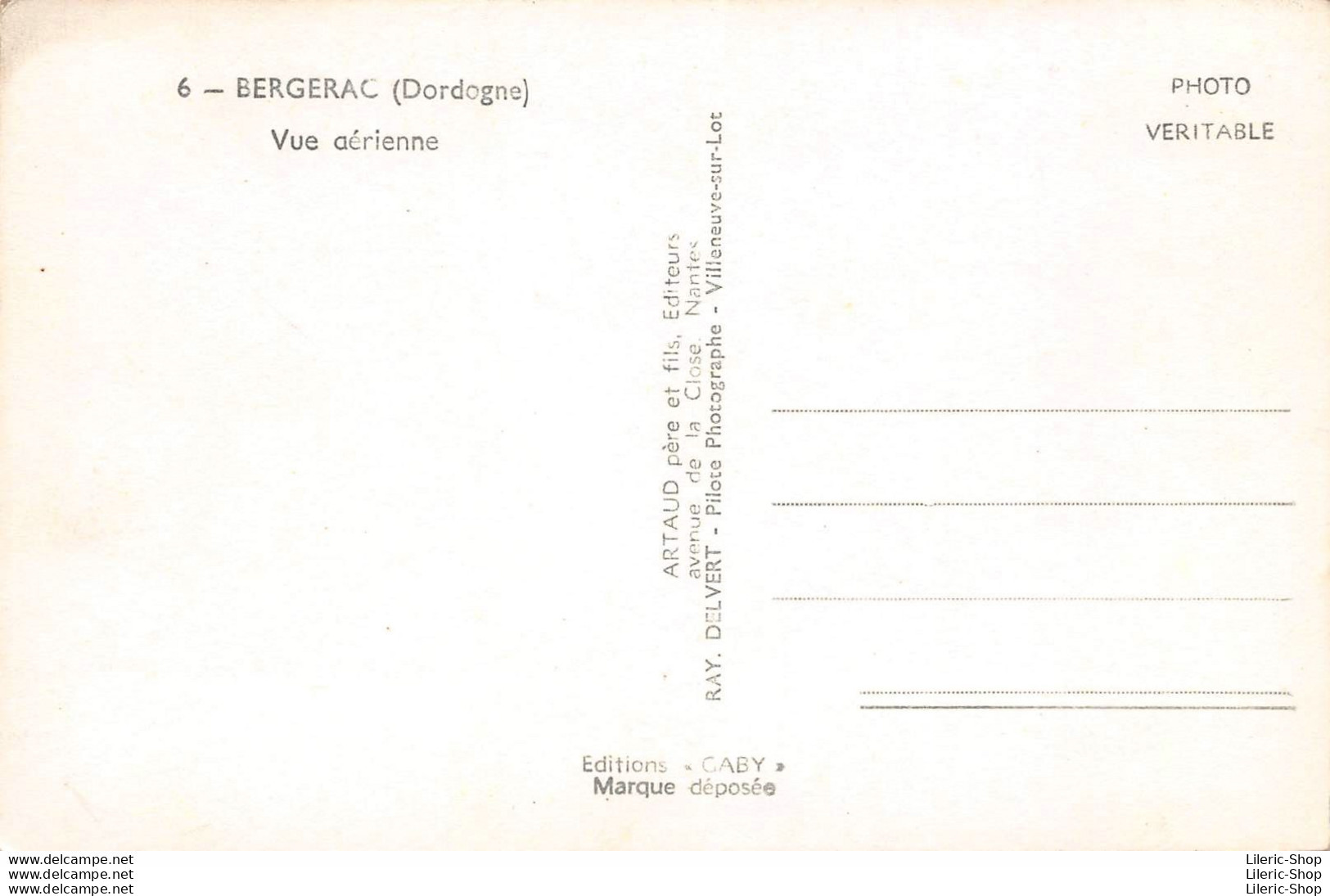 BERGERAC (24) CPSM ±1950 - Vue Aérienne - Éd. ARTAUD - Bergerac