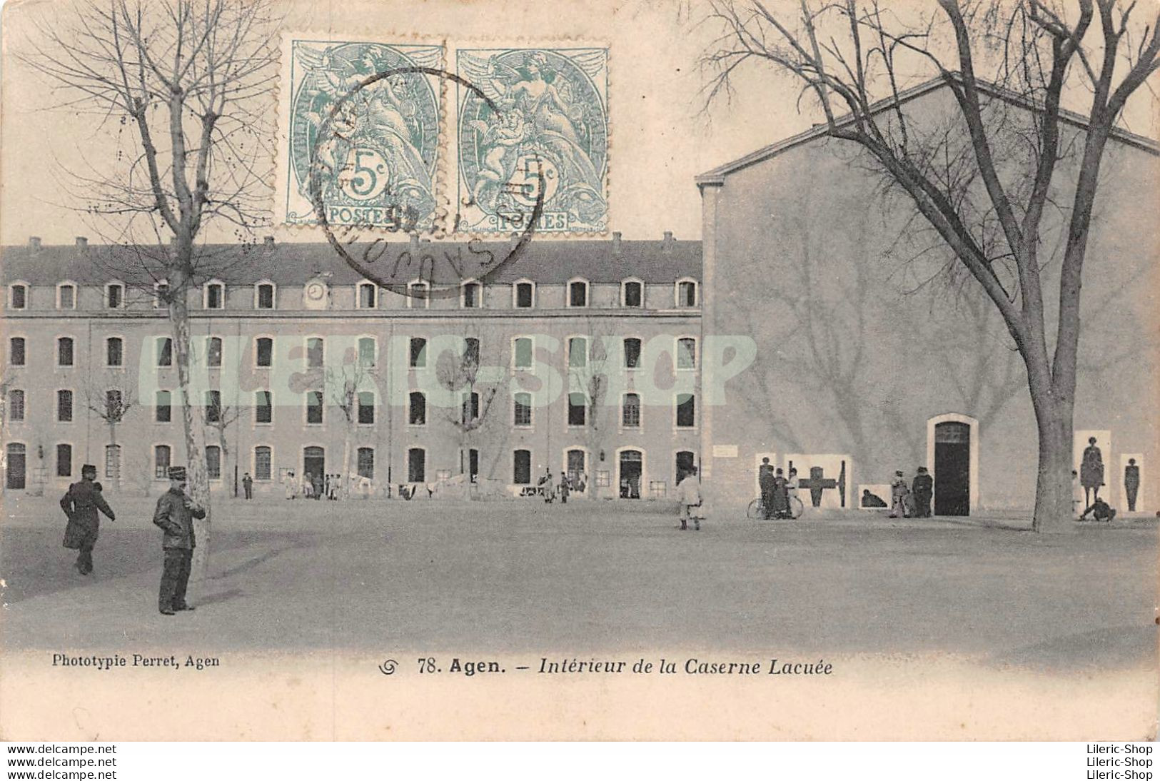 AGEN (47) CPA 1906 -  Intérieur De La Caserne Lacuée - Phototypie PERRET, AGEN - Agen