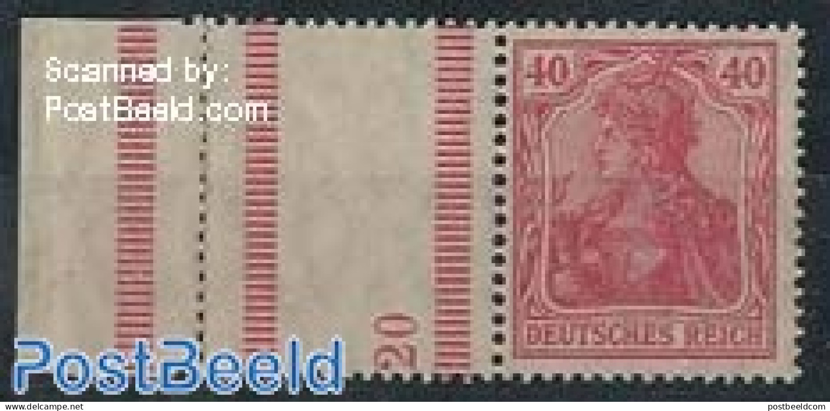 Germany, Empire 1921 Edge+tab+40Pf, Horizontal Strip, Mint NH - Unused Stamps