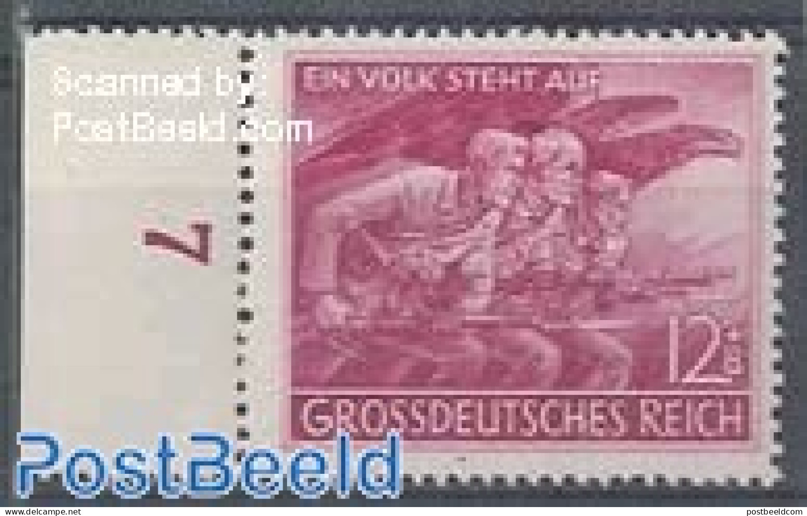 Germany, Empire 1945 Volkssturm, Plate Flaw: Dark Spot Between Right And Middle Head, Mint NH, History - Militarism - .. - Neufs