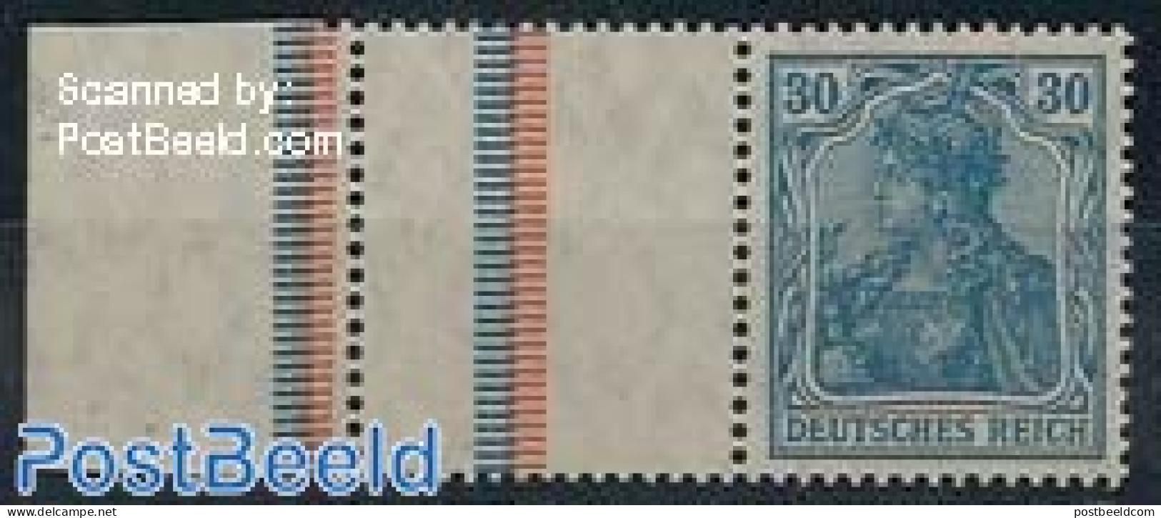 Germany, Empire 1921 Edge+tab+30Pf, Horizontal Strip, Mint NH - Neufs