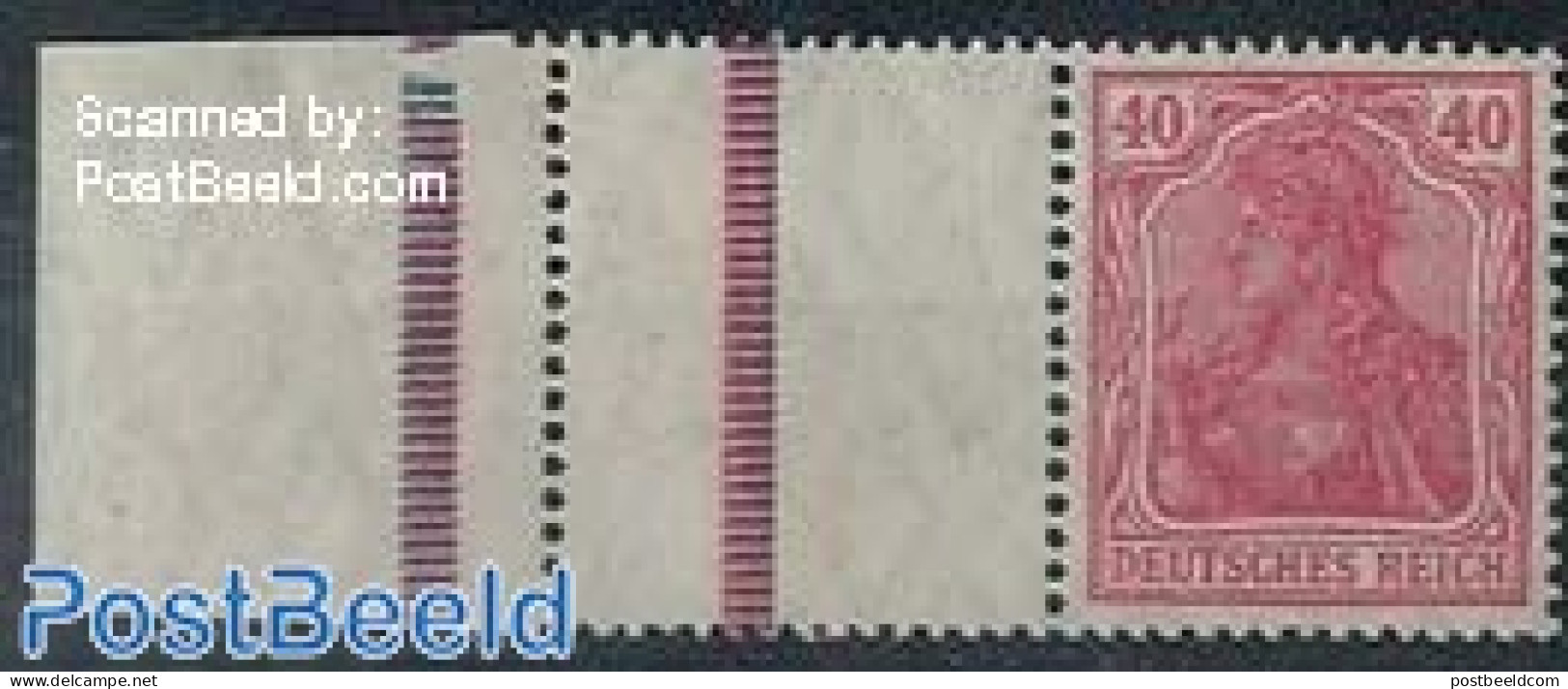 Germany, Empire 1921 Edge+tab+40Pf, Horizontal Strip, Mint NH - Ungebraucht