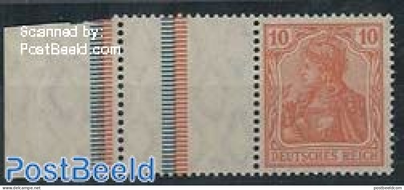 Germany, Empire 1921 Edge+tab+10Pf, Horizontal Strip, Mint NH - Neufs