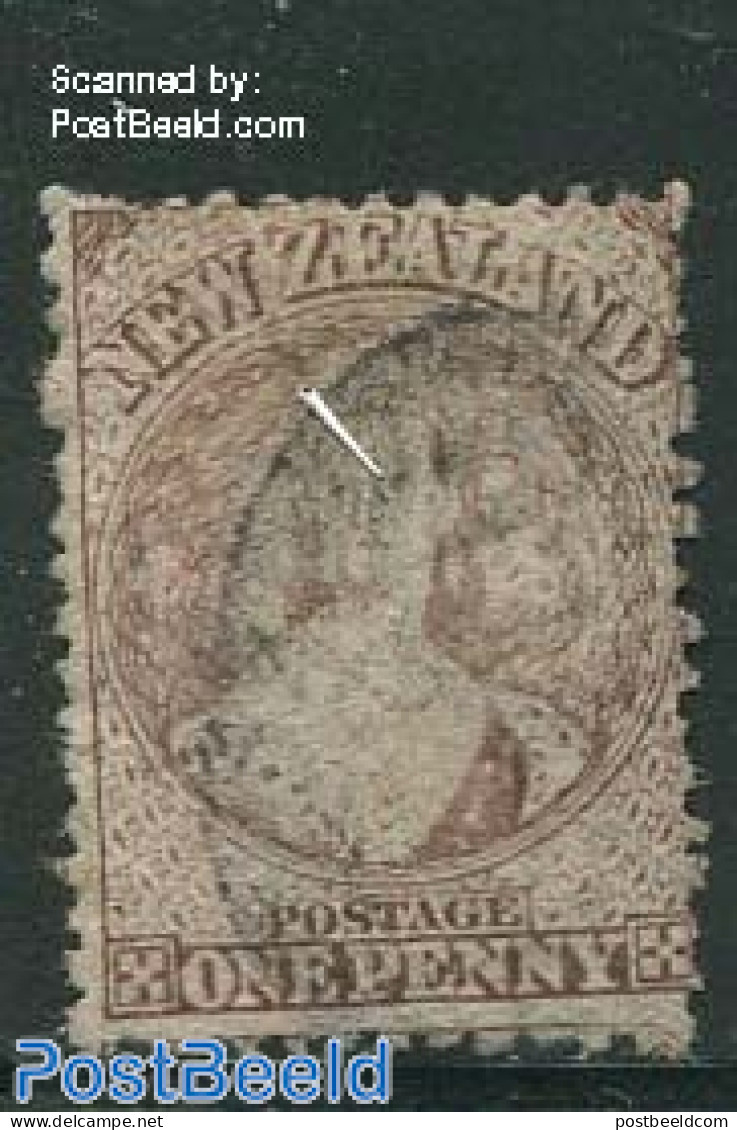 New Zealand 1871 1P Brown, WM1, Used, Used Stamps - Gebruikt