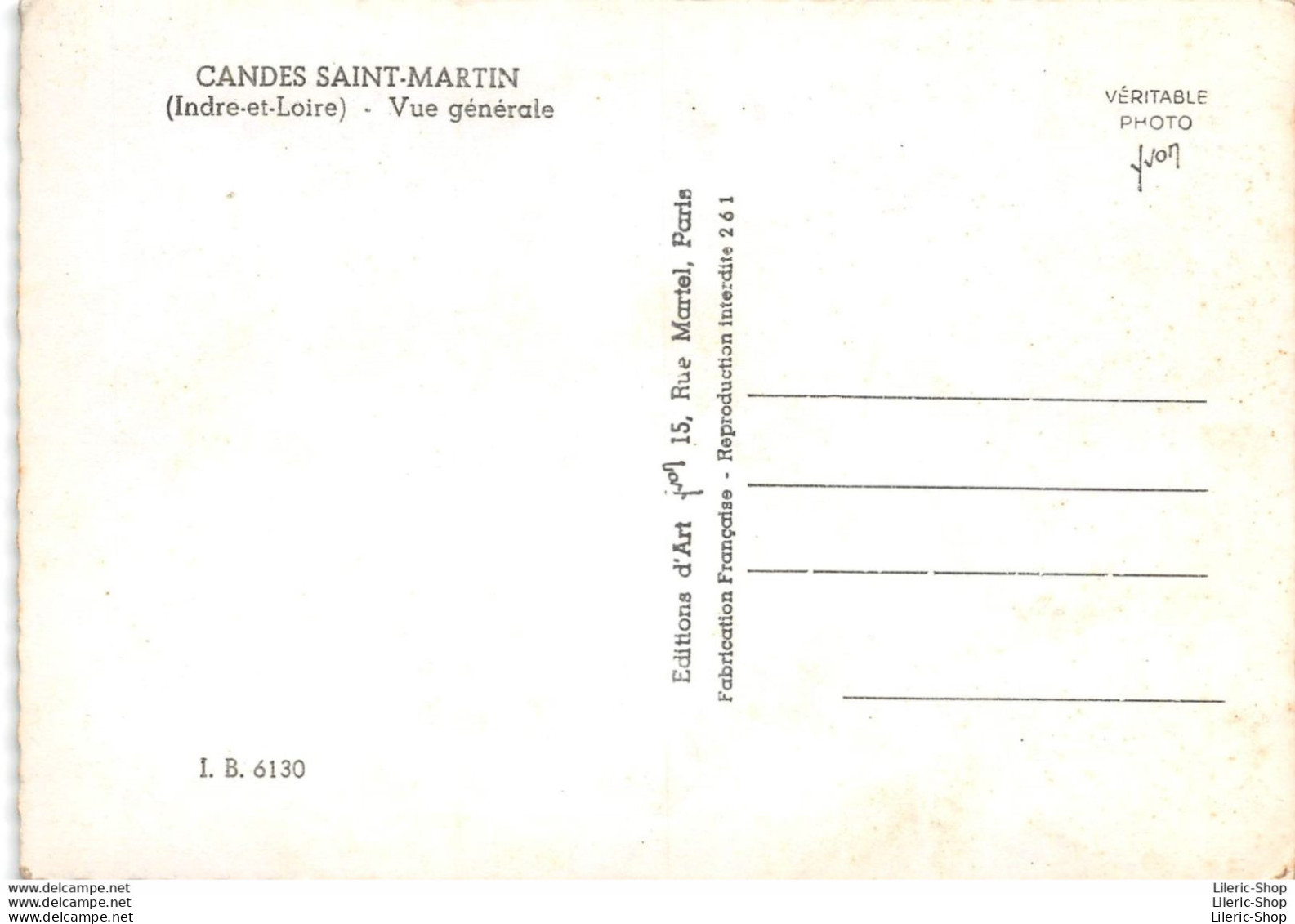 CANDES SAINT-MARTIN (37) CPSM ±1960  - Vue Générale - Éd. D'Art YVON - Andere & Zonder Classificatie