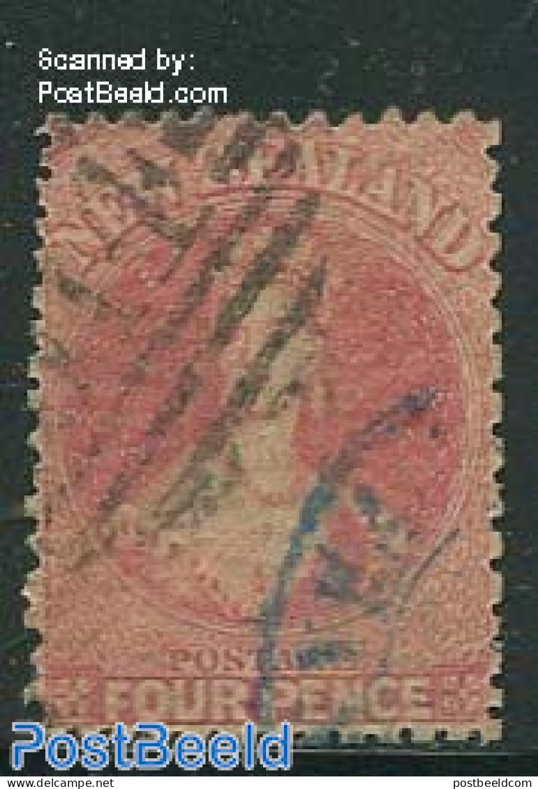 New Zealand 1864 4p Rosa, WM1, Used, Used Stamps - Oblitérés