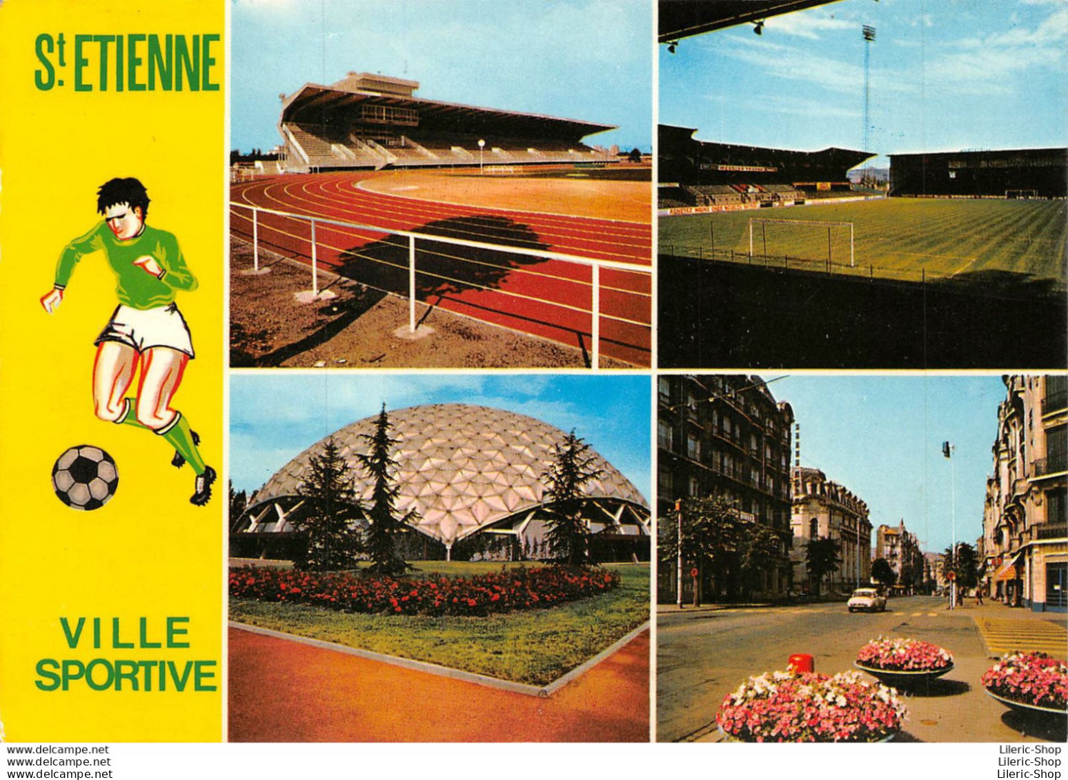SAINT-ÉTIENNE (42) CPSM ±1970 - Multivues - Football - Geoffroy Guichard - Allez Les Verts -Éd. La Cigogne - Saint Etienne