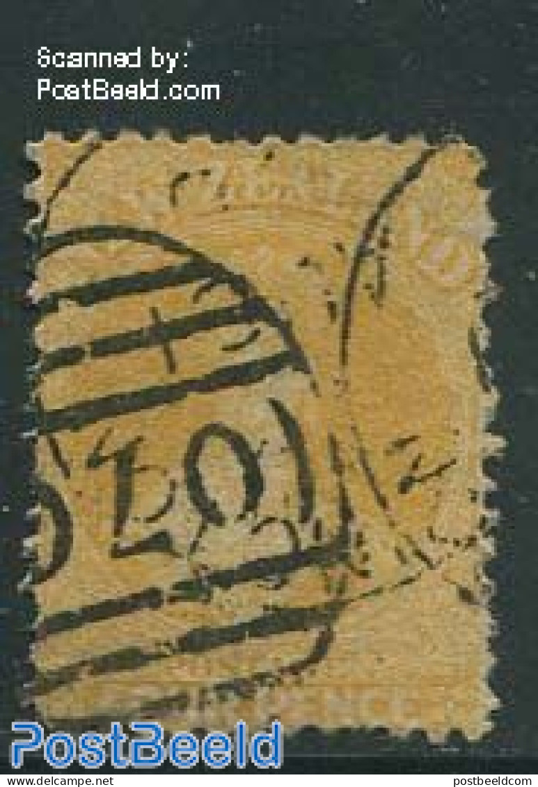 New Zealand 1864 4c Yellow, WM I, Used, Used Stamps - Oblitérés