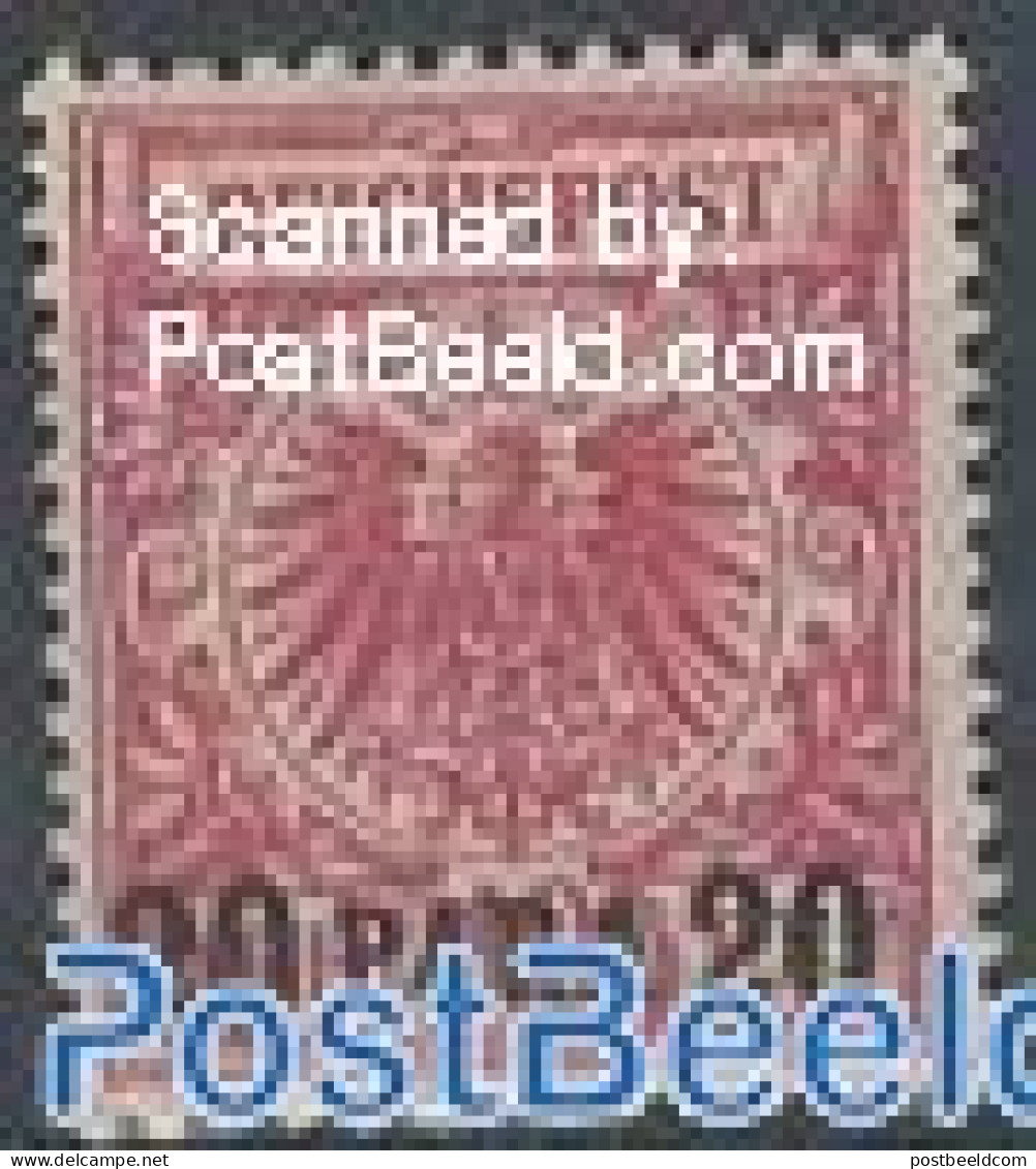 Turkey 1895 German Post, 20Pa On 10Pf, Red, Unused (hinged) - Autres & Non Classés