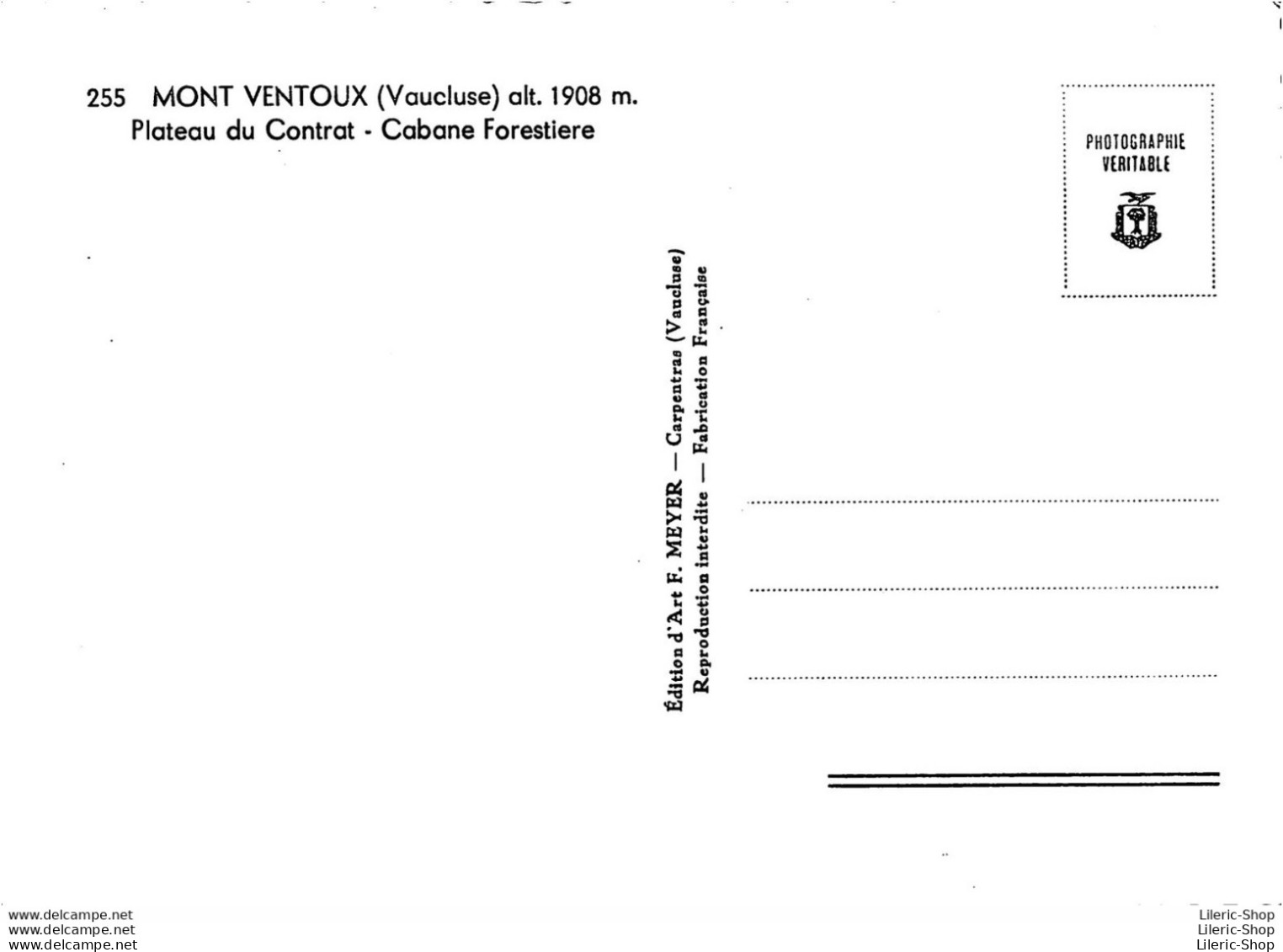 MONT-VENTOUX (84) CPSM ±1960 - Plateau Du Contrat - Cabane Forestière - Skieur - Ed. MEYER - Autres & Non Classés