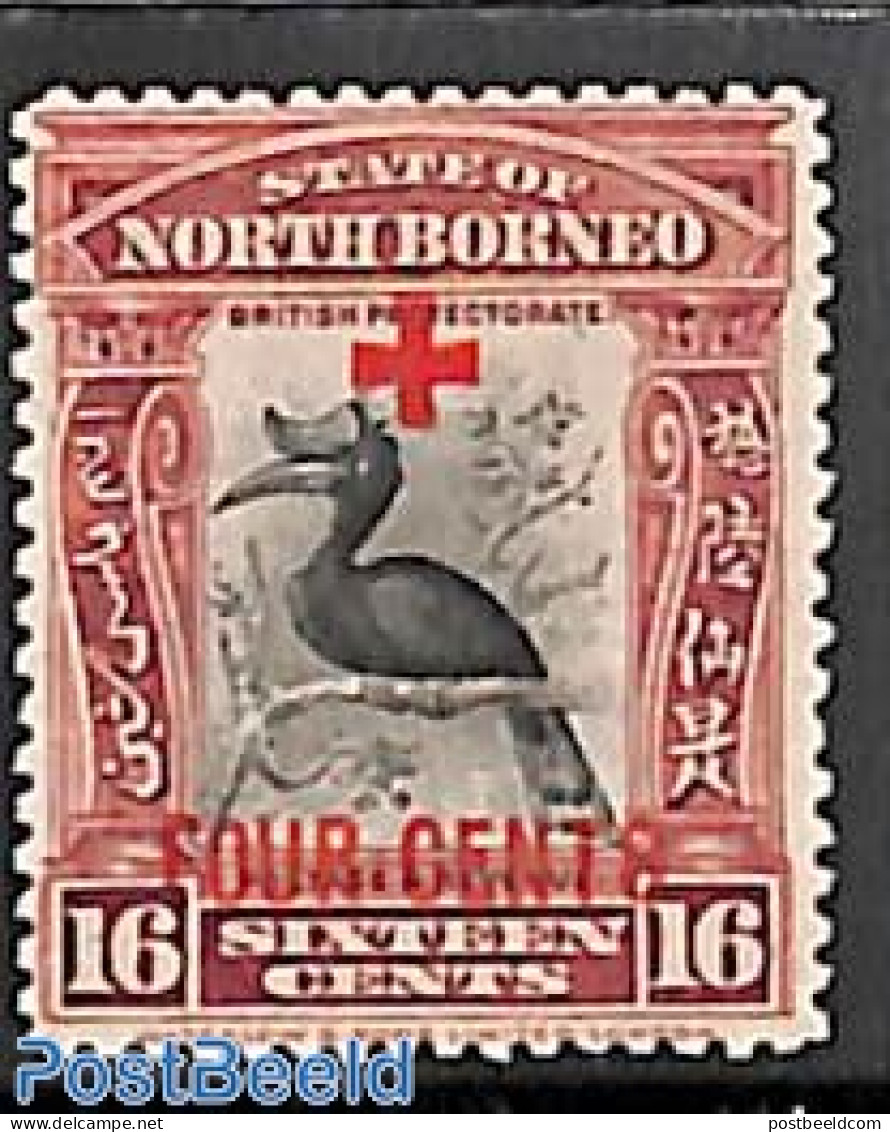 North Borneo 1918 16c, Stamp Out Of Set, Unused (hinged), Nature - Birds - Noord Borneo (...-1963)