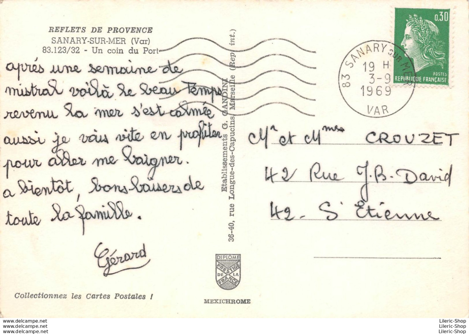 SANARY (83) CPSM 1969 - Un Coin Du Port - Automobiles Aronde - Dauphine - Éd. ETS G.GANDINI - Sanary-sur-Mer