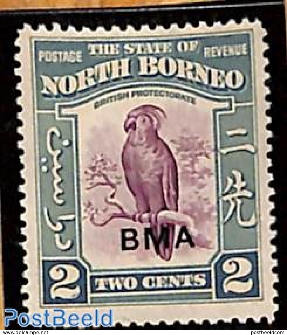 North Borneo 1945 2c, Stamp Out Of Set, Unused (hinged), Nature - Birds - Parrots - Bornéo Du Nord (...-1963)