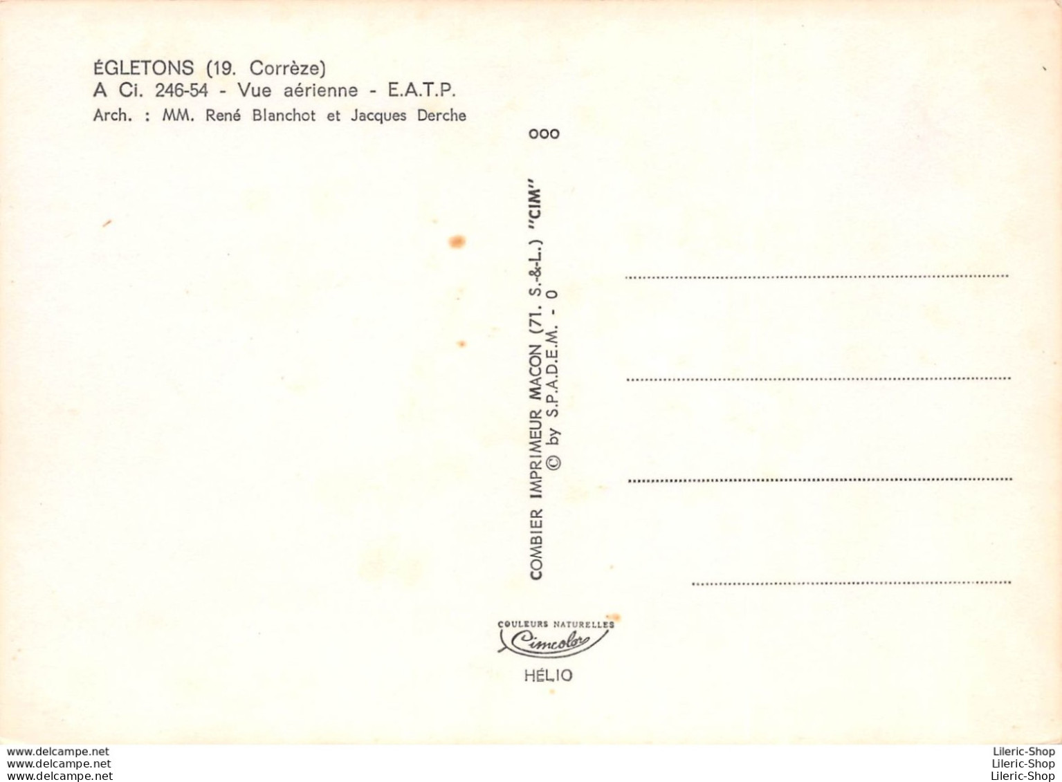 ÉGLETONS (19) - Vue Aérienne - E.A.T.P. - Architectes René Blanchot Et Jacques Derche - Éd. COMBIER - Egletons