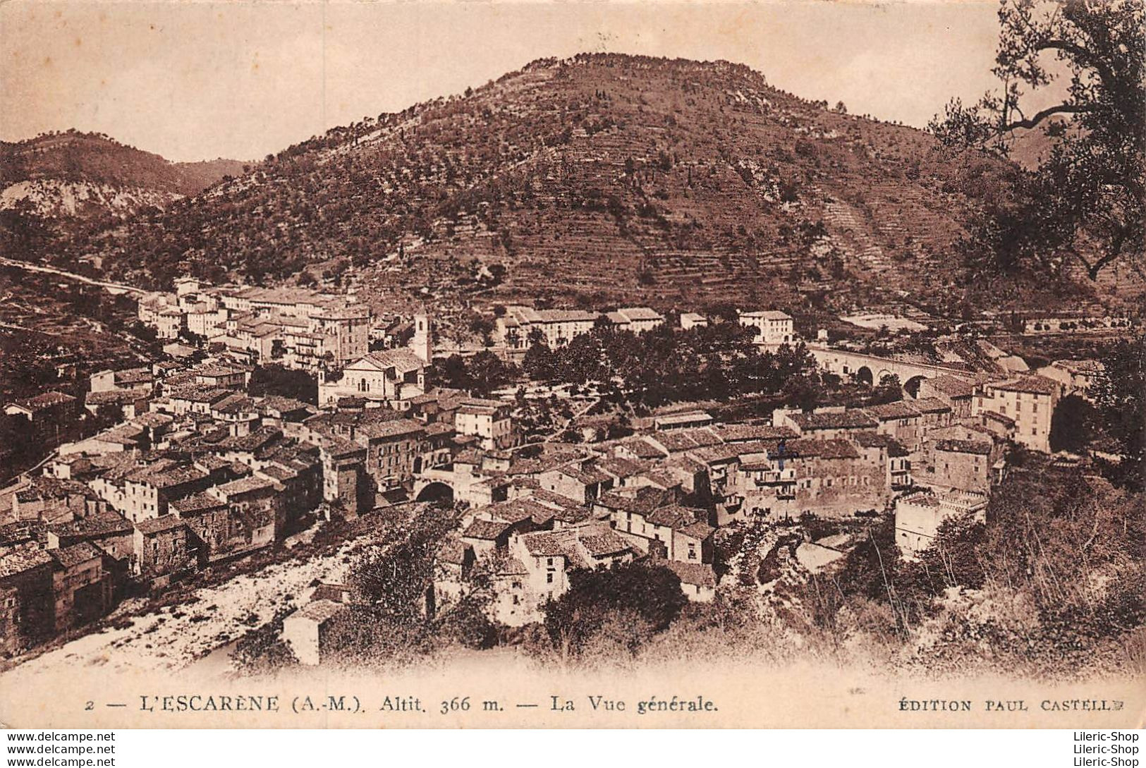L'ESCARÈNE (06) 1937 - Vue Générale - Le Pont-vieux - Viaduc Ferroviaire Ligne De Nice Coni à Droite - Éd. P. CASTELL - L'Escarène