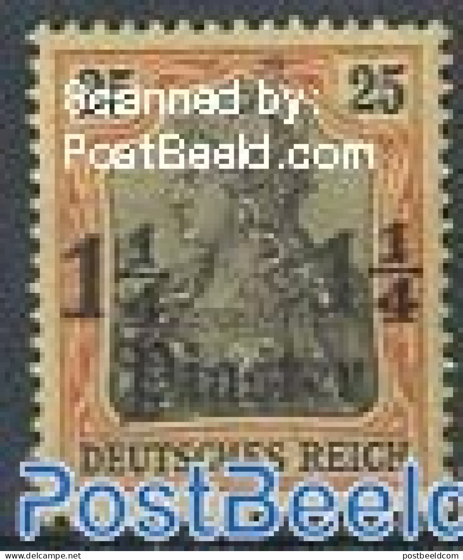 Türkiye 1907 German Post, 1.25Pia On 25Pf, Stamp Out Of Set, Mint NH - Andere & Zonder Classificatie