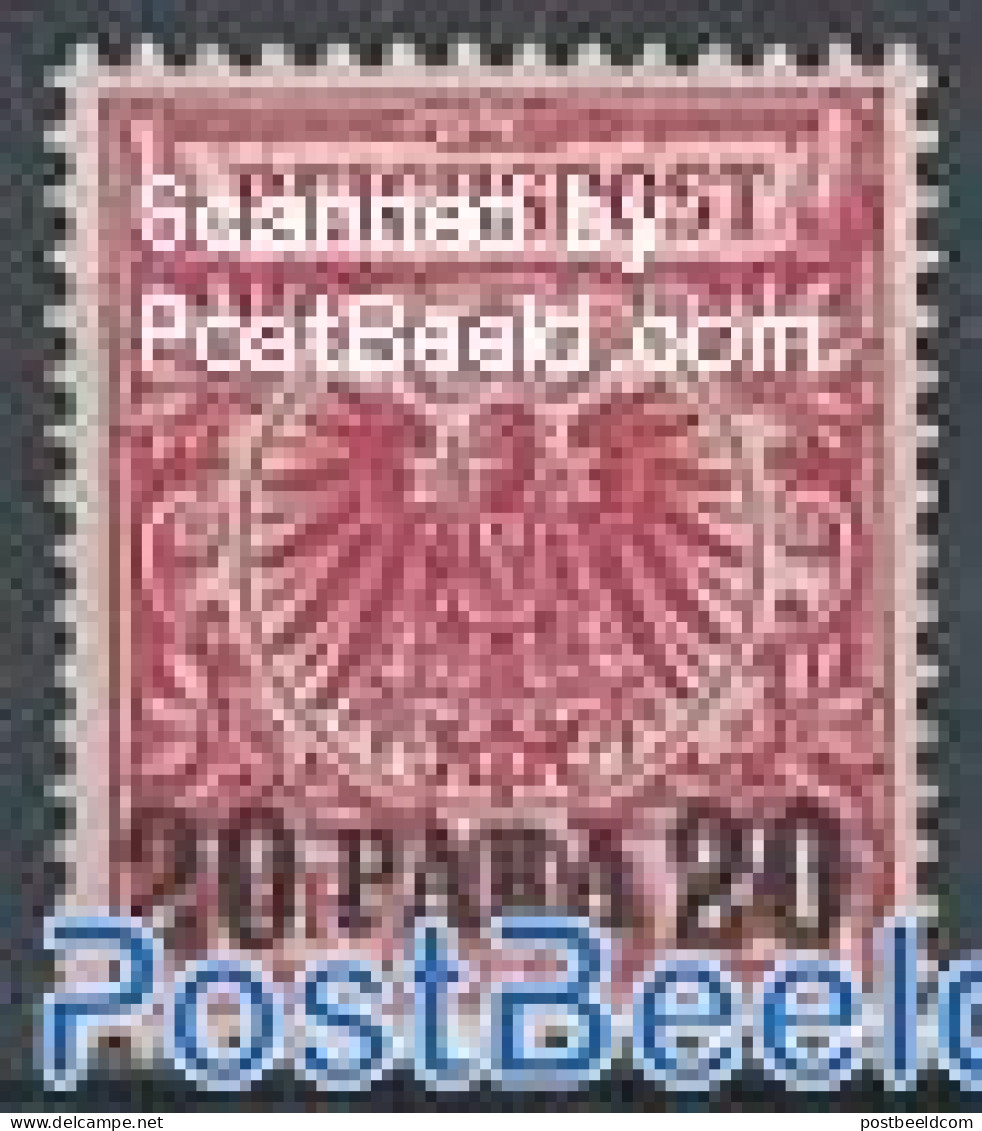 Türkiye 1889 German Post, 20Pa On 10Pf, Pink Red, Unused (hinged) - Sonstige & Ohne Zuordnung
